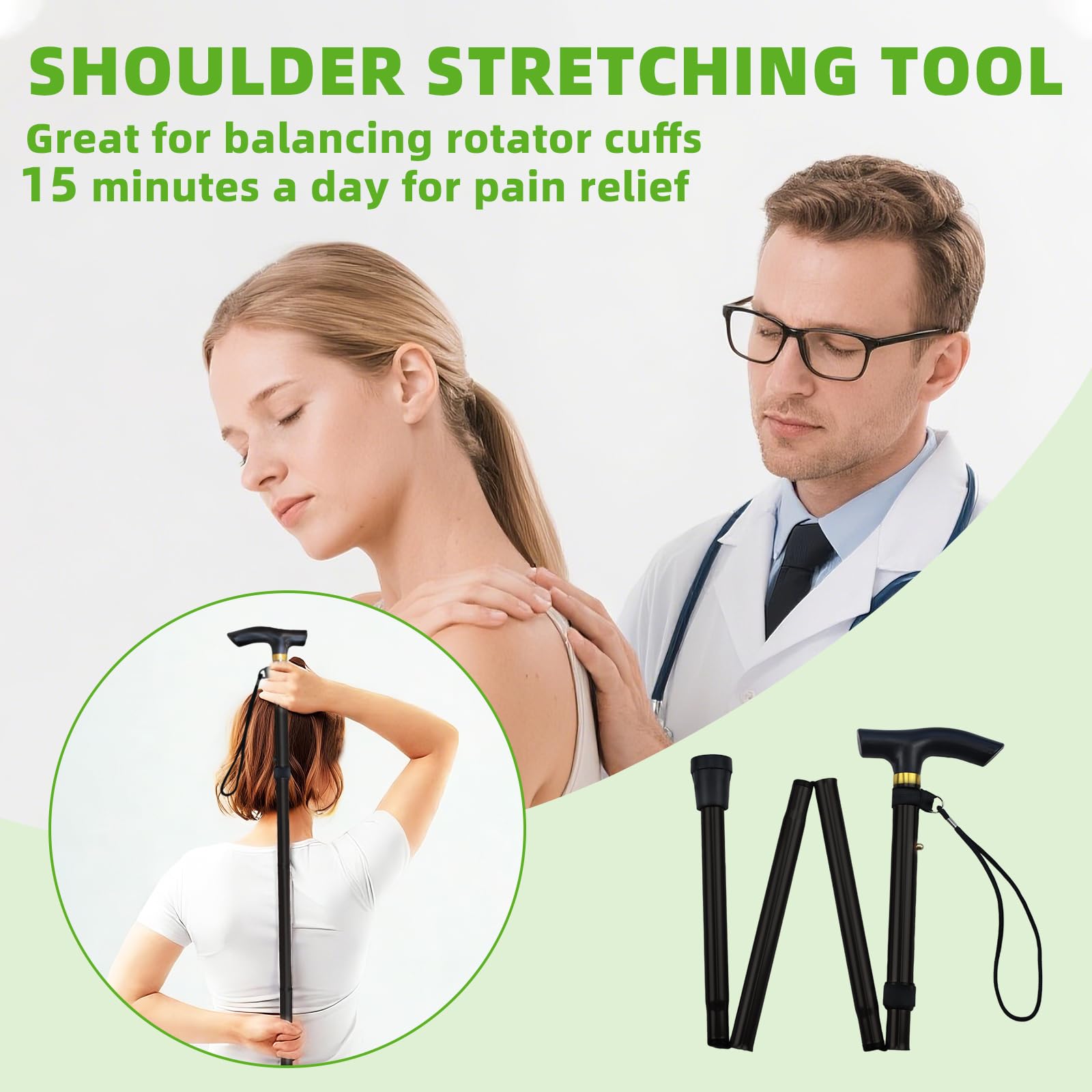 Shoulder Pulley for Physical Therapy, Foldable Shoulder Wand Rotator Cuff Rehab – Portable & Shoulder Reliever with Hook, Lightweight Stretching Tool – Durable Shoulder Exercise Equipment (Black) — Amazon image 4