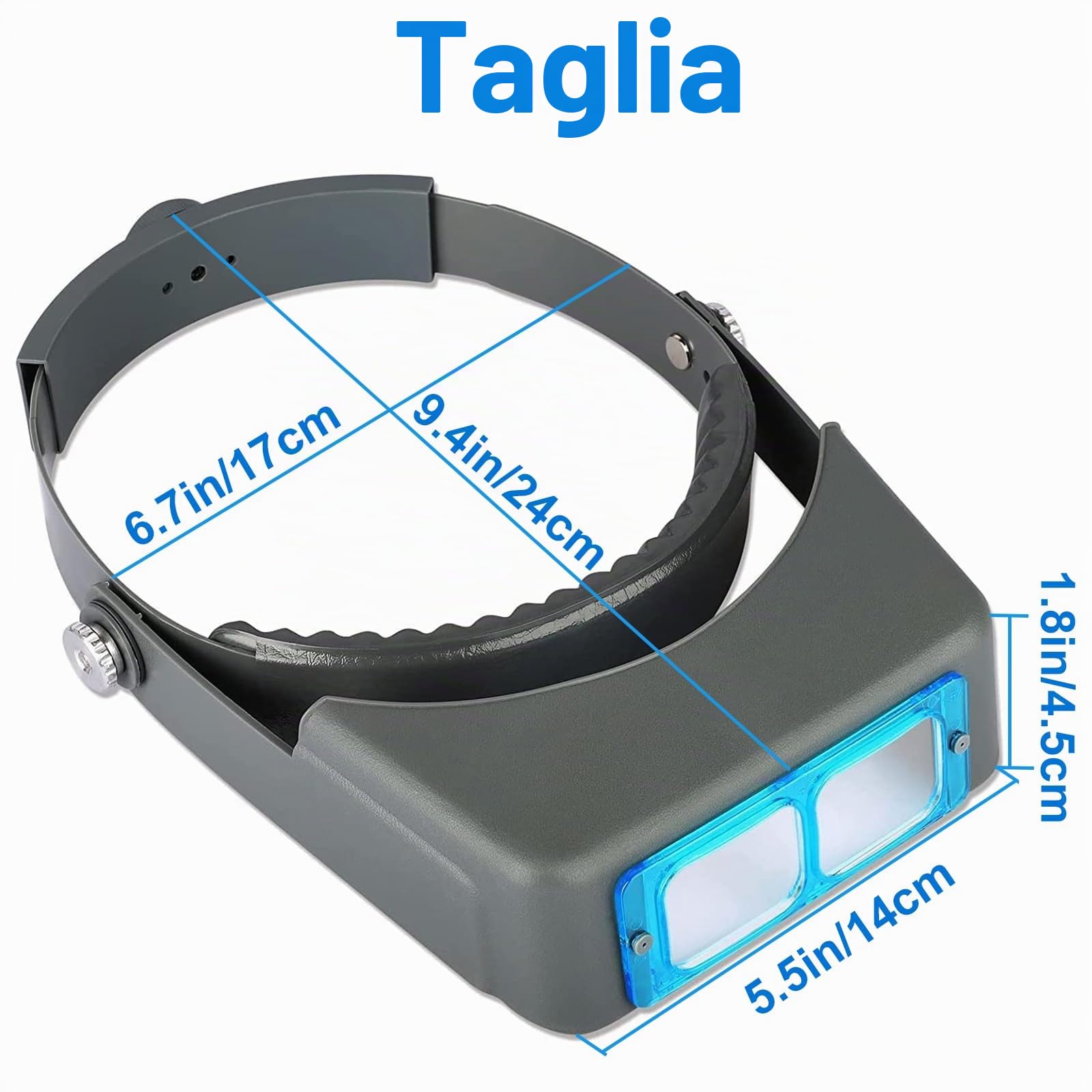 Lente d'ingrandimento professionale a doppia lente, lente d'ingrandimento per gioielli, visiera da lettura, 1.5x2x2.5x3.5xper riparazione, artigianato
