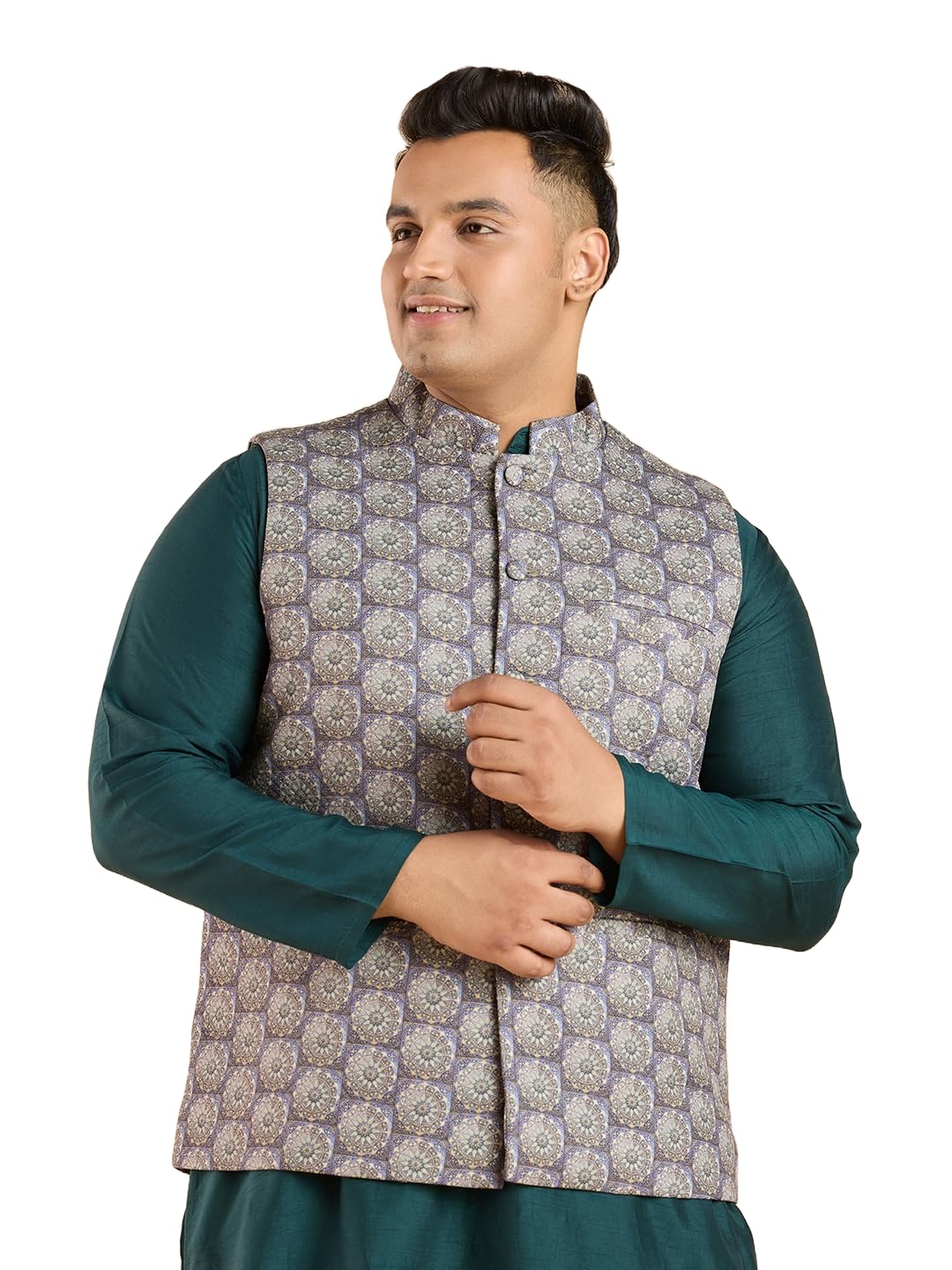 big hello – the plus life Men's Polyester Plus Size Waist Coat - Green-picture-20