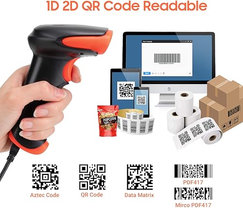 Miniatura 3 de Tera Pro Wireless 2D QR Barcode Scanner 3 en 1 Bluetooth y 2.4GHz inalámbrico y conexión con cable USB Conectar teléfono inteligente Tablet PC