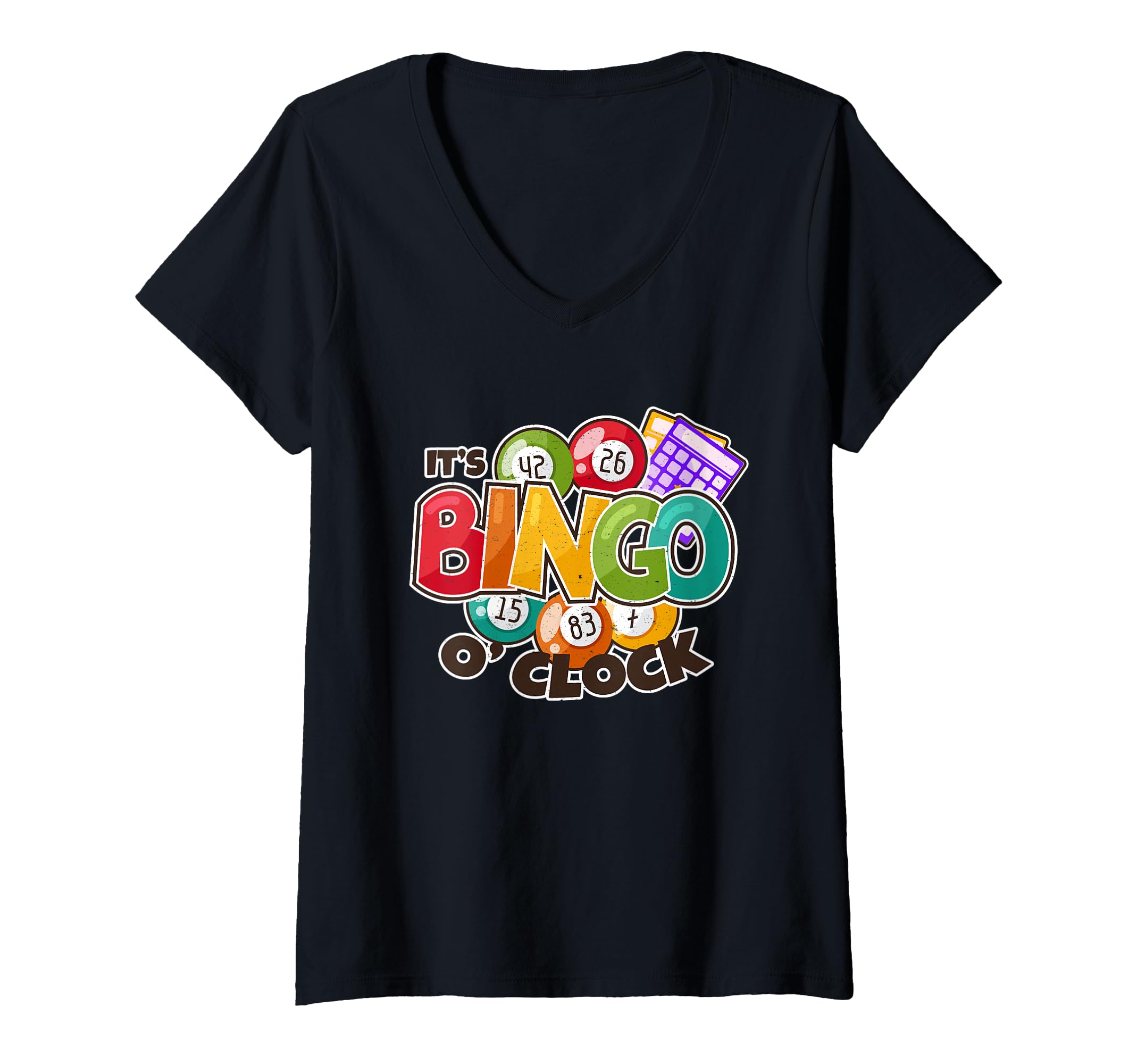 Womens It's Bingo O Clock | Bingo Caller Shirt | Funny Bingo V-Neck T-Shirt