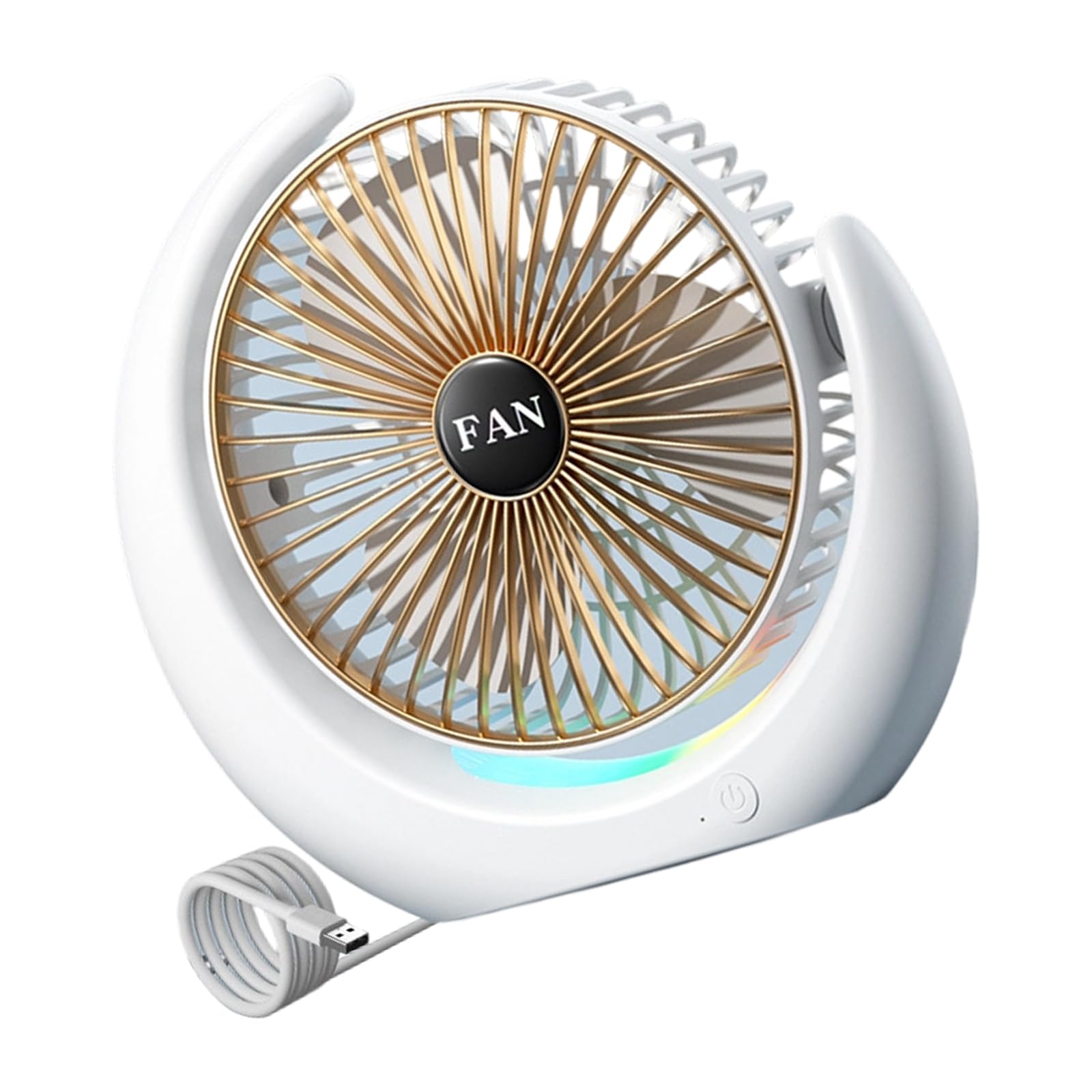 NMFLAB Quiet Powerful Fan with Light Air Circulation Rechargeable Battery Texture for Bedroom Offices School Use LED Desk