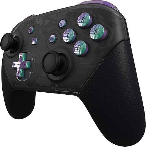 Miniatura 6 de eXtremeRate Chameleon Green Purple Repair ABXY D-pad ZR ZL L R teclas para Nintendo Switch Pro Controller, juego completo de botones de repuesto con