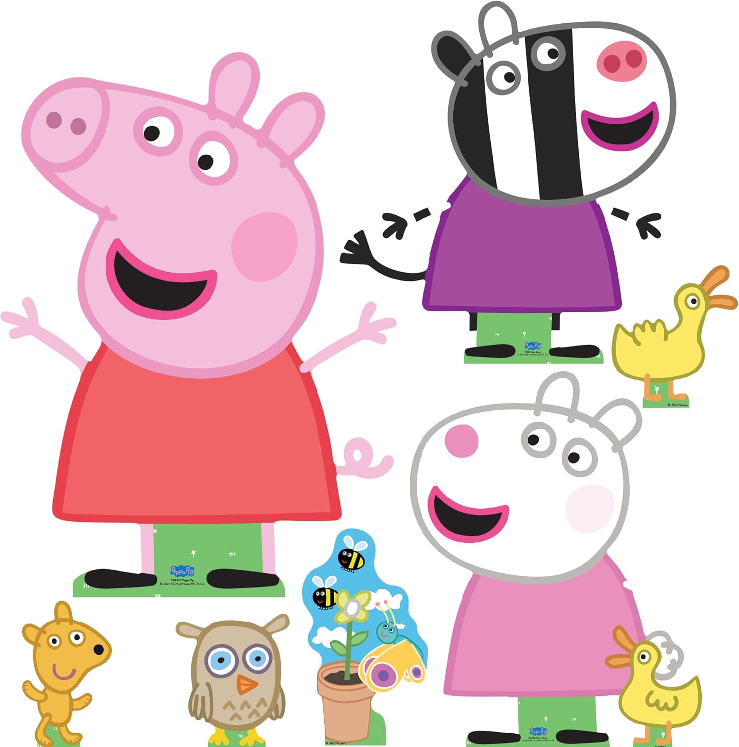 Star Cutouts SC4523 Peppa, Zoe & Suzy Peppa Pig Party Supplies Multi-Pack Cardboard Cutouts 8PCS Peppa Theme, for A Happy Birthday & Room Decorations for Kids Boys Girls – Tallest Cutout Height 62cm