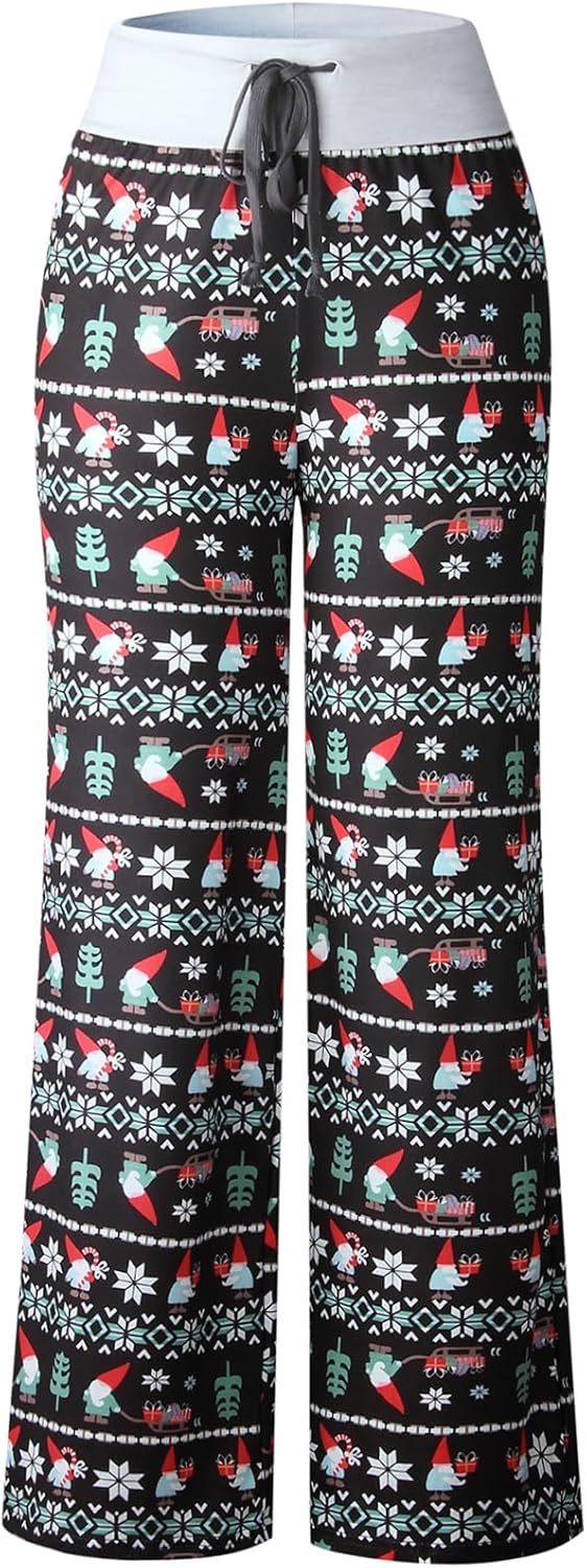 Elsofer Women's Pajama Lounge Pants Floral Print Comfy Casual Stretch Palazzo Drawstring Pj Bottoms Wide Leg Pants - Image 3