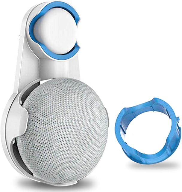 Olixar Wall Mount for Google Home Mini or Nest Mini Holder (2nd gen), Plug Hanger into any UK, EU, US Socket, Kitchen Bedroom Bathroom - Hide Cord, Neat and Tidy, Lift Off Surfaces - White