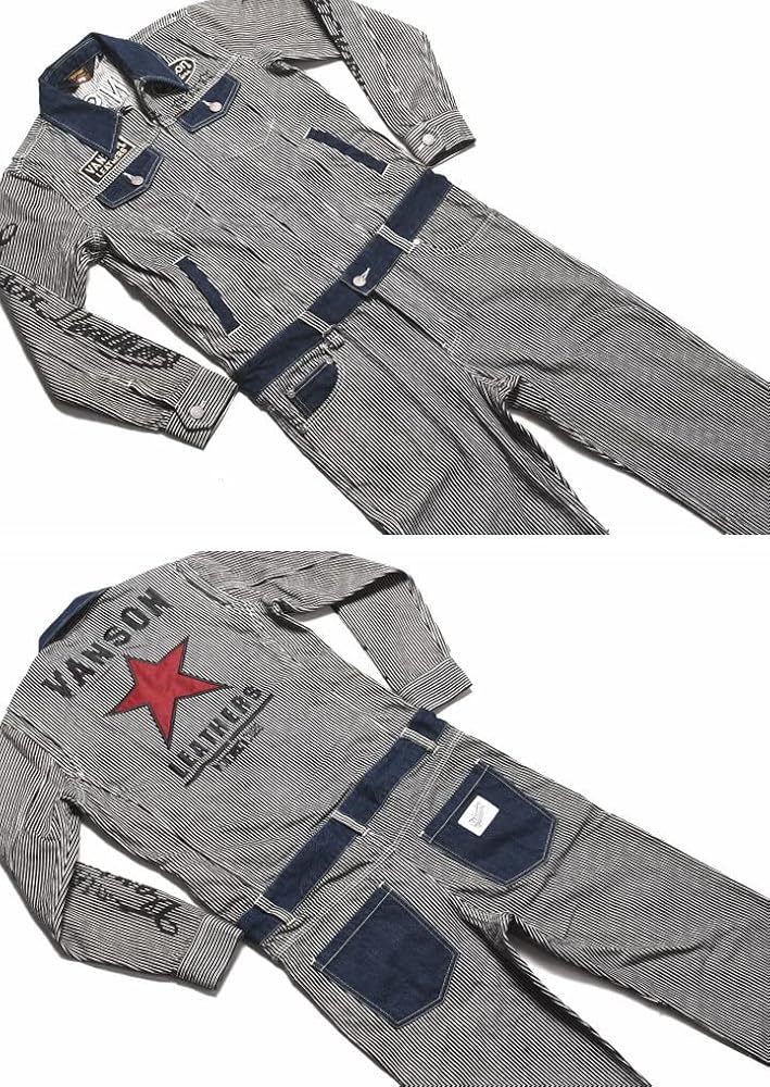 VANSONバンソン アメリカンイーグル刺繍ヒッコリーストライプ デニムツナギ 楽天市場】VANSON バンソン つなぎ デニム メンズ レディース