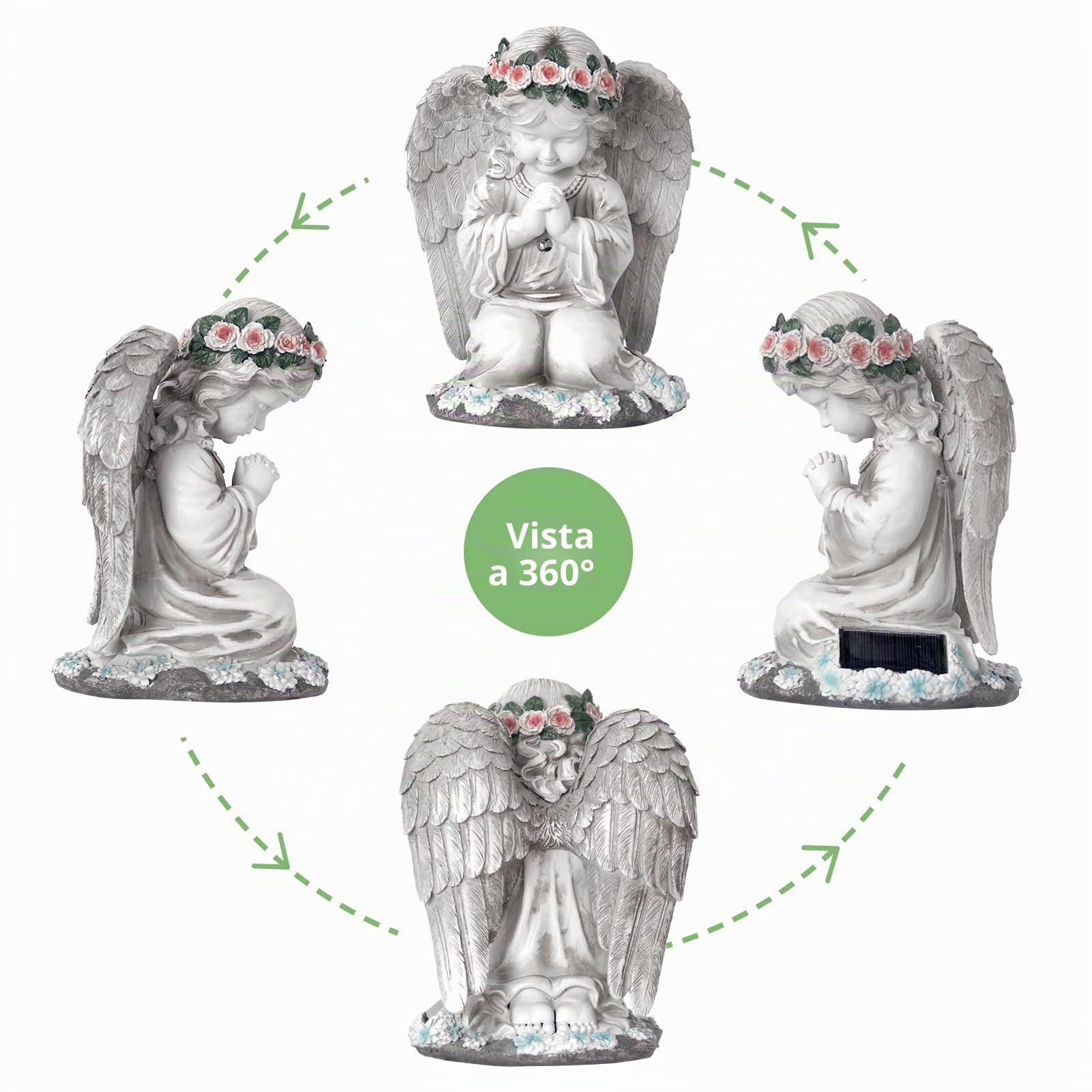 Statua da giardino a energia solare in preghiera, a LED, 20,5 cm, decorazione tombale, stile 1