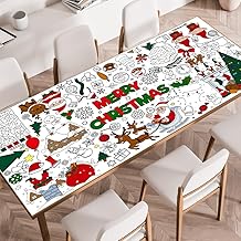 SPERINGEEN Christmas Tablecloth Decorations, Christmas Crafts for Kids, Essentials Xmas Themed Coloring Games Activities Gifts Poster Banner Table Cover for Holiday Children Family School Party Decor