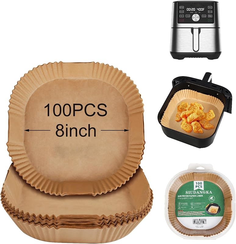 100Pcs Air Fryer Liners disposable for Instant Pot Vortex 6QT Air Fryer | Non-Stick, PBA-Free Unbleached Parchment Paper for Instant Vortex Plus, Air Fryer Accessories 6qt Liners for Airfryer Basket