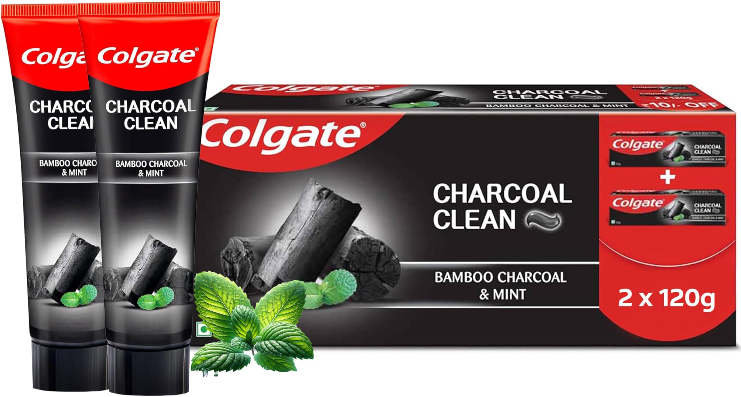 Colgate Charcoal Clean Deep Clean Oral Care Toothpaste, Bamboo Charcoal and Mint (Black Gel) 240g Saver Pack