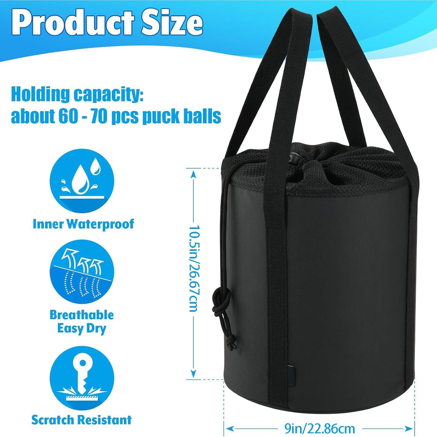 Easy Carry Ice Hockey Gear Holder Bag Strengthened Handle for Simple Transport to Rink Hockey Puck Storage Bag