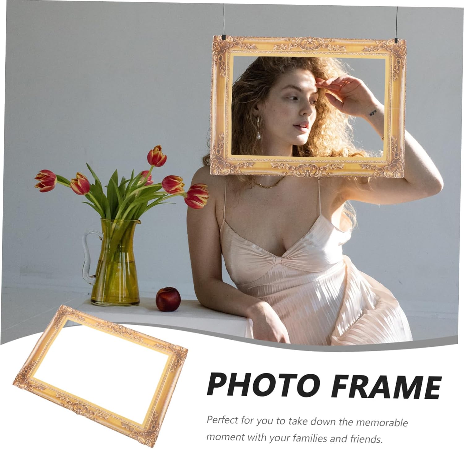 MERRYHAPY DIY Paper Photo Frame Cutouts Unique Antique Photo Booth Props for Wedding Birthday Party