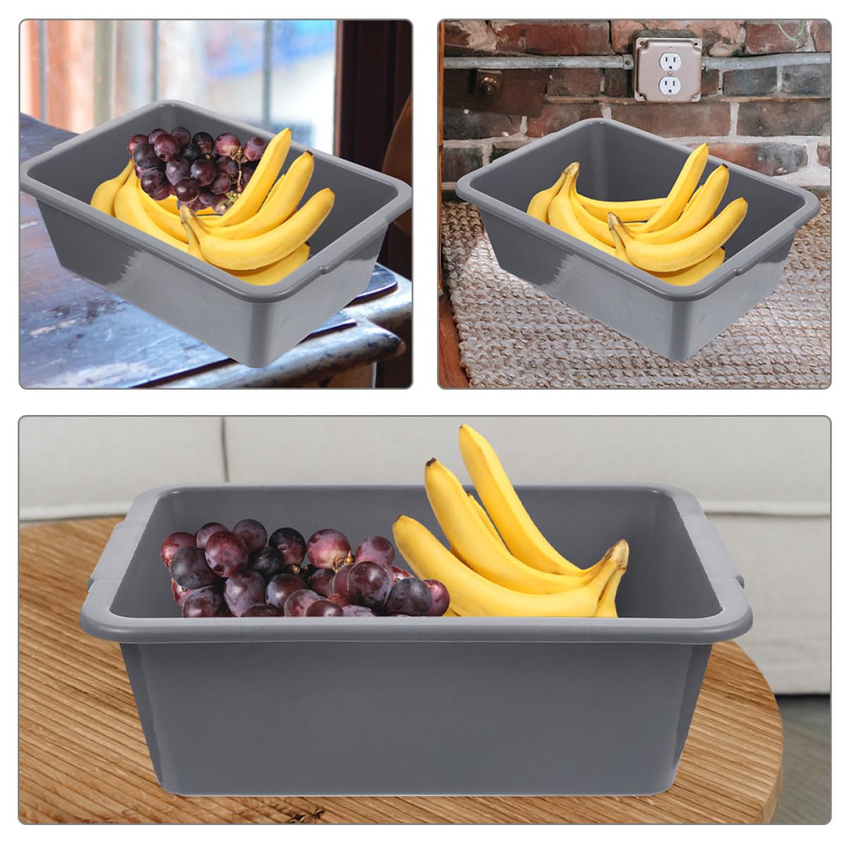 Vaschette e Conservazione Refrigerata in Pp con Manico 2 Pezzi Rettangolari per Lavaggio Piatti Multiuso per Cucina, Dispensa e Congelatore