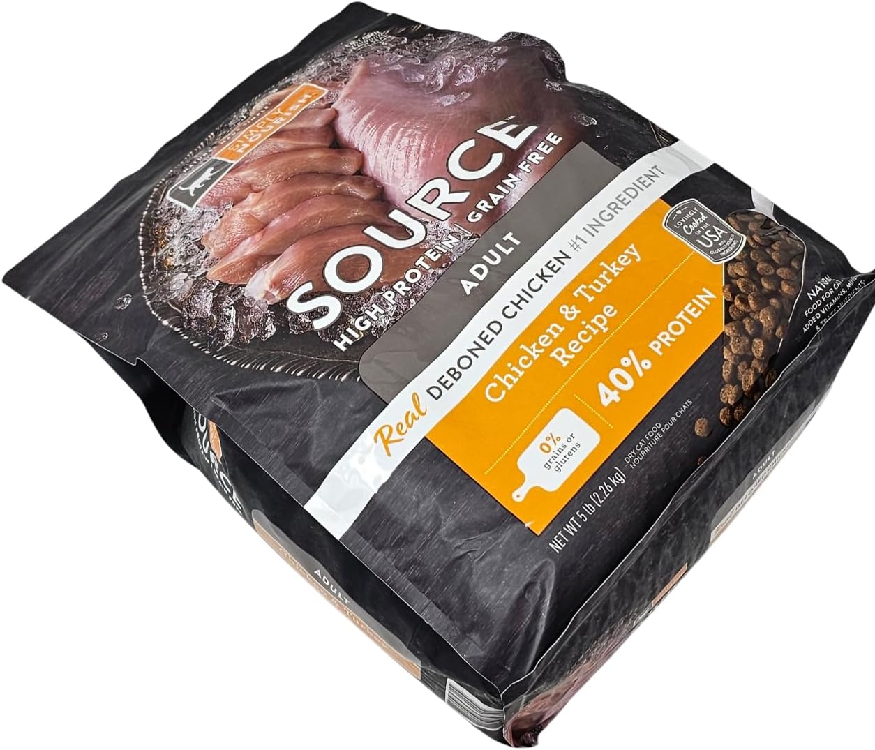 SIMPLY NOURISH Source High Protein, Grain Free Adult Chicken and Turkey Dry Cat Food, 5 Pound Bag