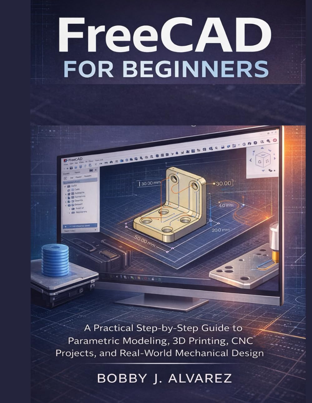FreeCAD for Beginners: A Practical Step-by-Step Guide to Parametric Modeling, 3D Printing, CNC Projects, and Real-World Mechanical Design