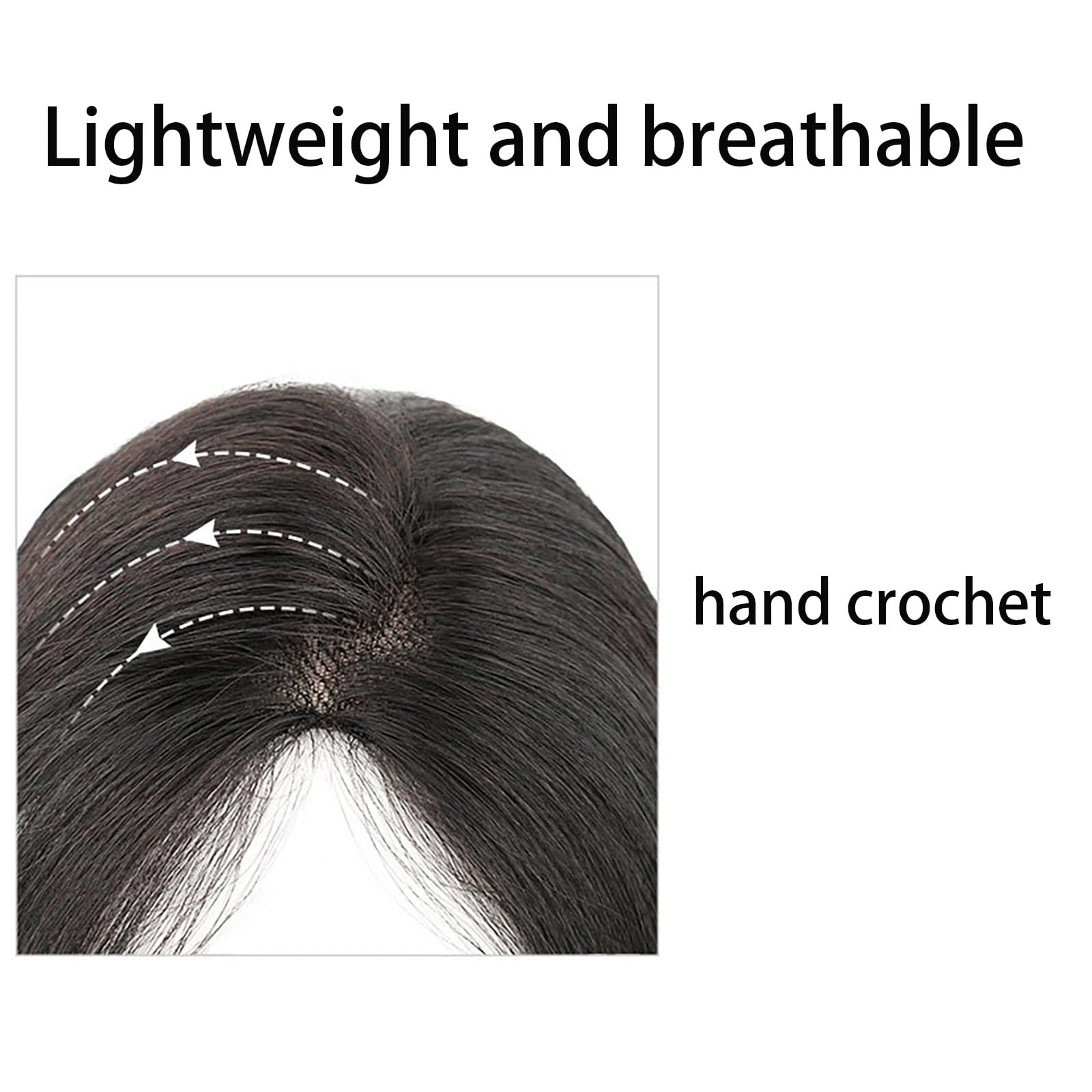 Damen 10 Zoll Top-Haarteile Topper Aus 100% Echthaar, Seidenbasis-Clip-in-Top-Wiglets-Haarverlängerungen for Leichten Haarausfall/Dünner Werdendes Haar/Graues Haar (Color : Black)