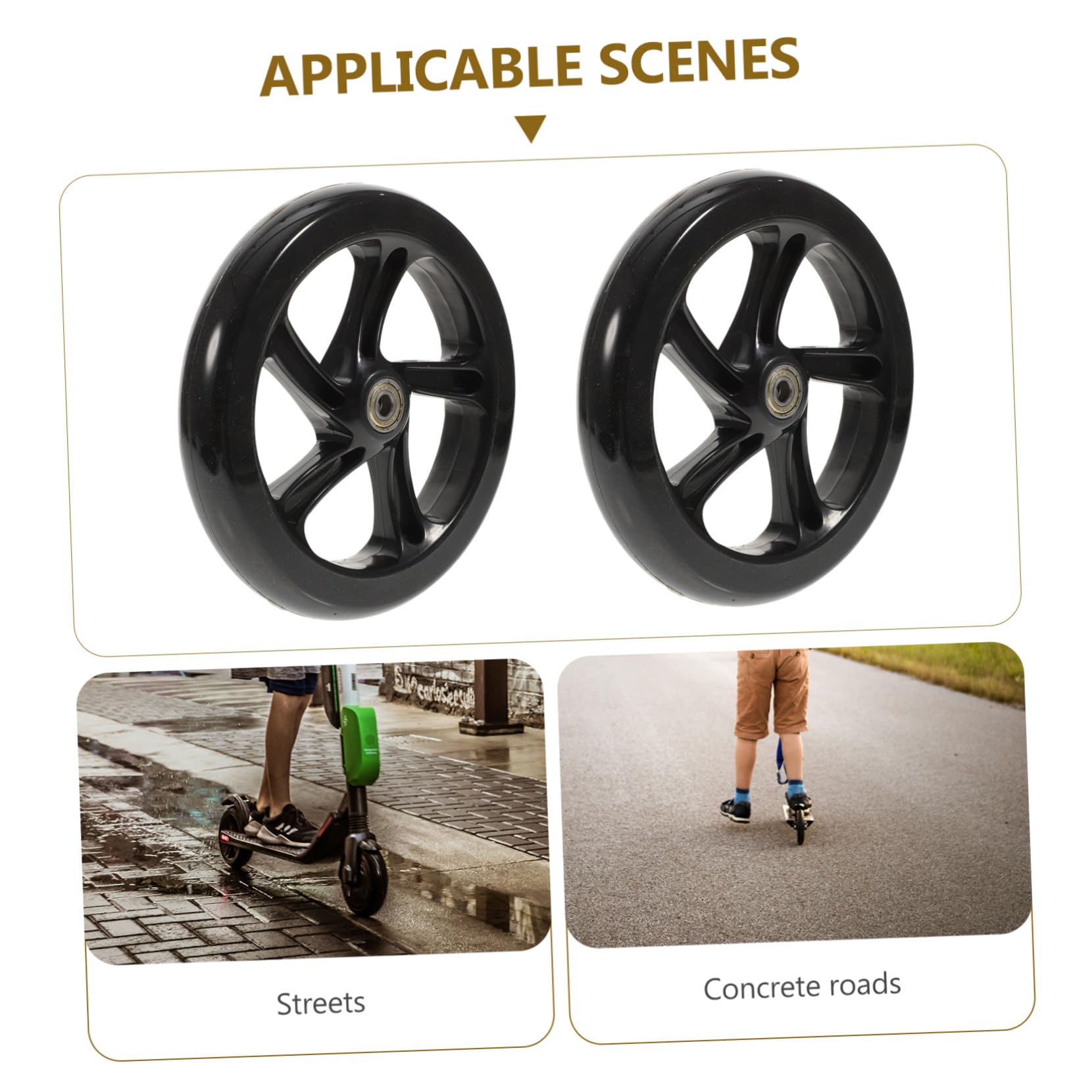 Alasum Roues de Trottinette Vitesse Rapide et Stabilité 180mm Roulements en PU Haute Élasticité Lot de 2 pour Routes en Béton et Places