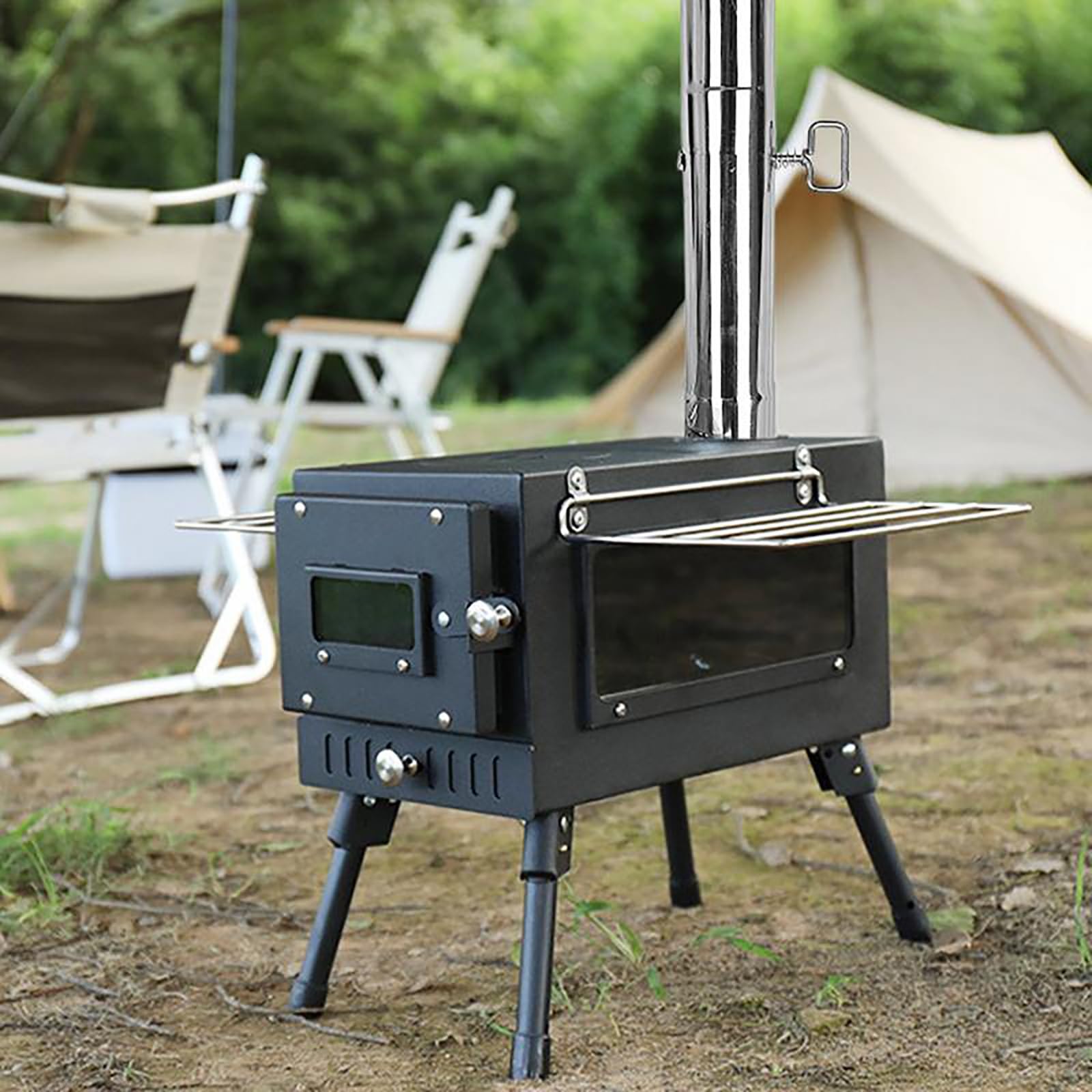 Stainless Steel Tent Stove Pipe With Damper - 6cm/2.36inch Diameter Camping Chimney Kit