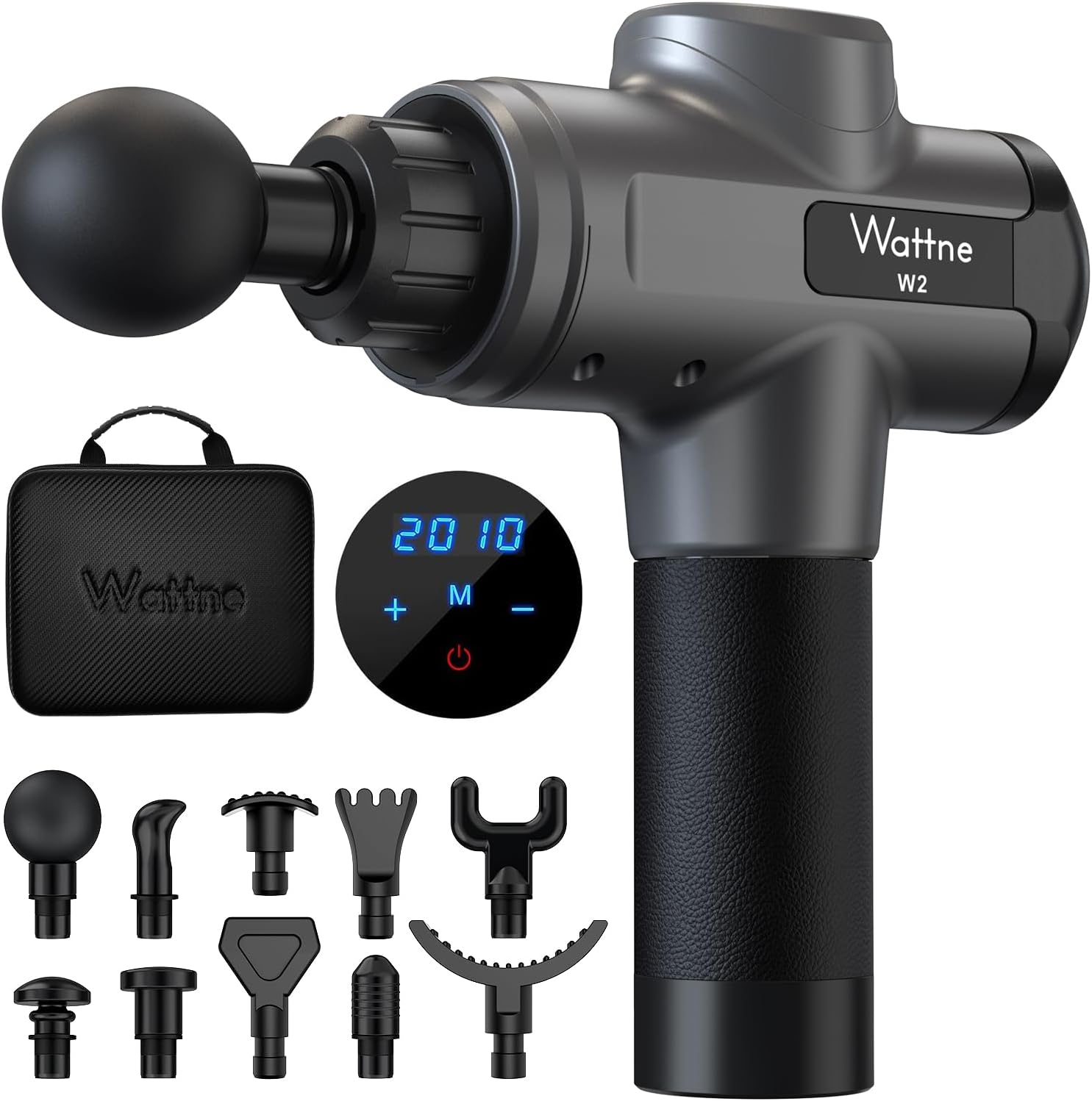 Muscle Massage Gun Deep Tissue Percussion Massager – Portable Handheld Sport Massagers for Athletes, Super Quiet & Powerful Brushless Motor Cordless, 20 Speed Level,Wattne W2 (Grey) Muscle Massage Gun Deep Tissue Percussion Massager – Portable Handheld Sport Massagers for Athletes, Super Quiet & Powerful Brushless Motor Cordless, 20 Speed Level,Wattne W2 (Grey)