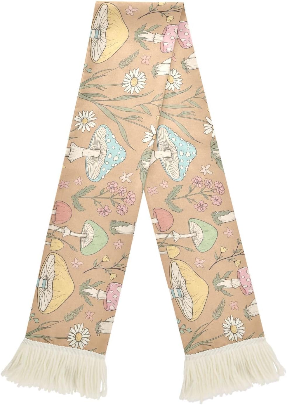 CHIFIGNO Mushrooms Wildflowers Sports Fan Scarf Towel, Soft Polyester Sweat Wipe Cheering Scarf for Soccer Football Games, Quick Dry