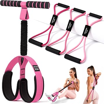 Portable Pedal Resistance Band & Figure 8 Resistance Bands & Soccer Training Equipment, Leg/Core/ABS/Arm/Back/Glute Workout Equipment for Women, Exercise Bands with Handles for Pilates Yoga Stretching