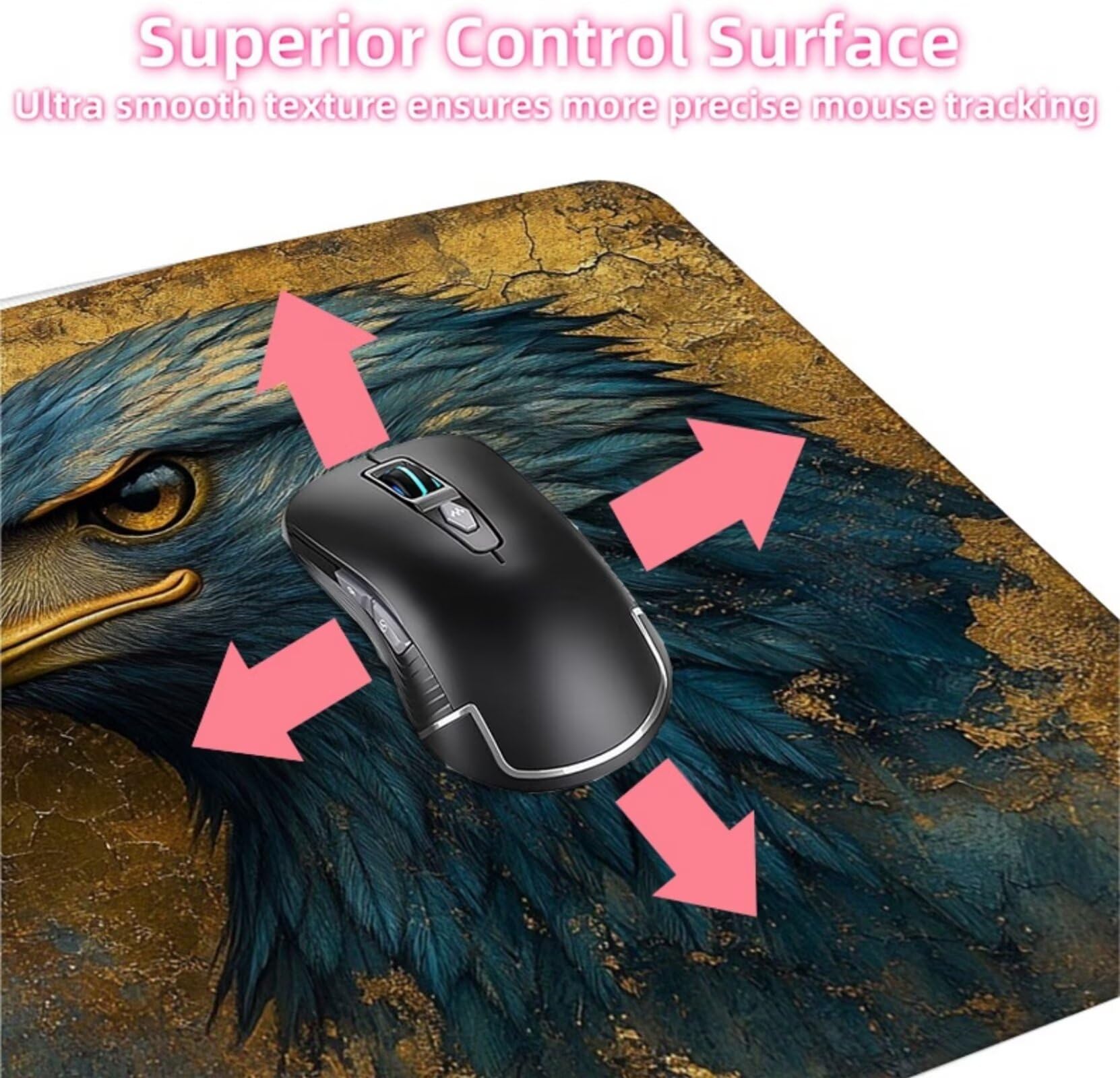 Podkładka pod mysz Eagle w stylu retro XXL 1500 x 800 x 3 mm pod ręką akcesoria do gier, podkładka pod mysz do klawiatury z przeszytymi krawędziami i antypoślizgowym tyłem, wysoka precyzja i szybkość