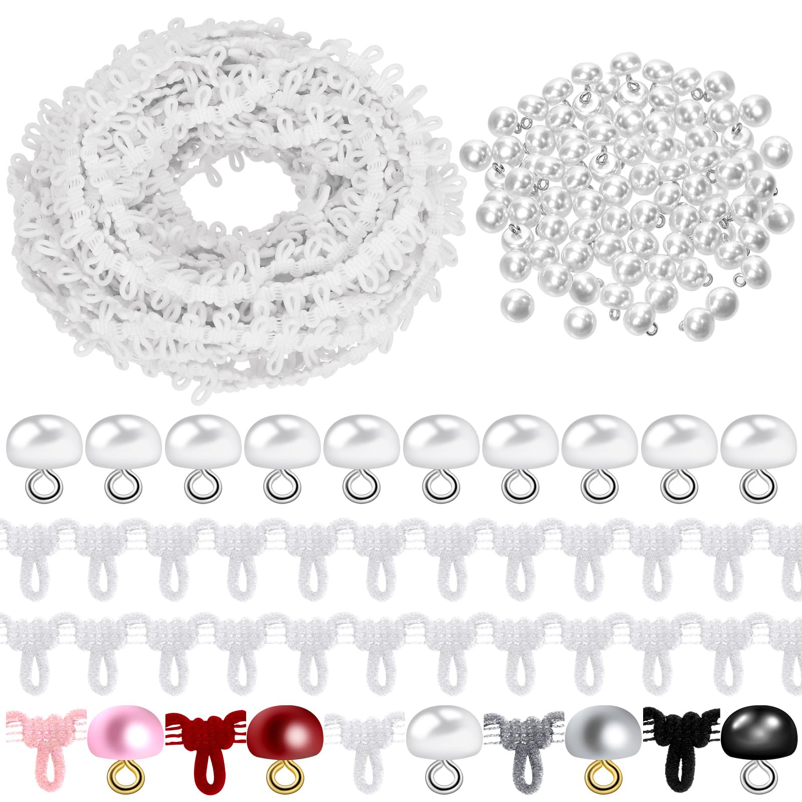 Boutons blancs nacrés à tige Tanstic de 10 mm pour couture de chemises (50 pièces)