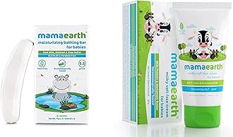 Mamaearth Moisturizing Baby Bathing Soap Bar, pH 5.5, with Goat Milk & Oatmeal. Pack of 2, 75gms Eac & Milky Soft Natural Baby Face Cream for Babies 60mL
