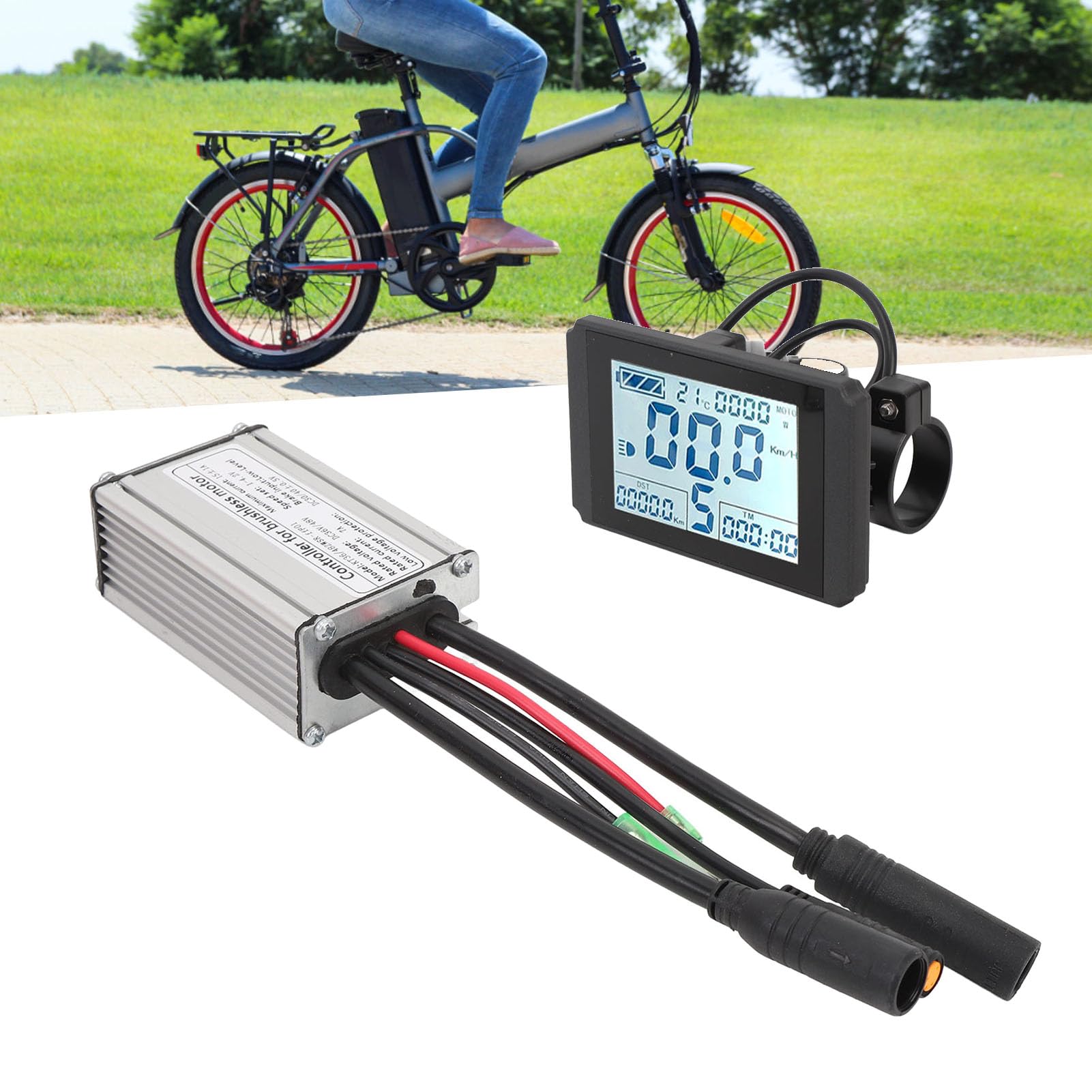 Kit de controlador para patinete eléctrico, controlador de motor resistente al agua de 15 A con medidor de pantalla LCD10H y acelerador de pulgar 130X, compatible con motores sin