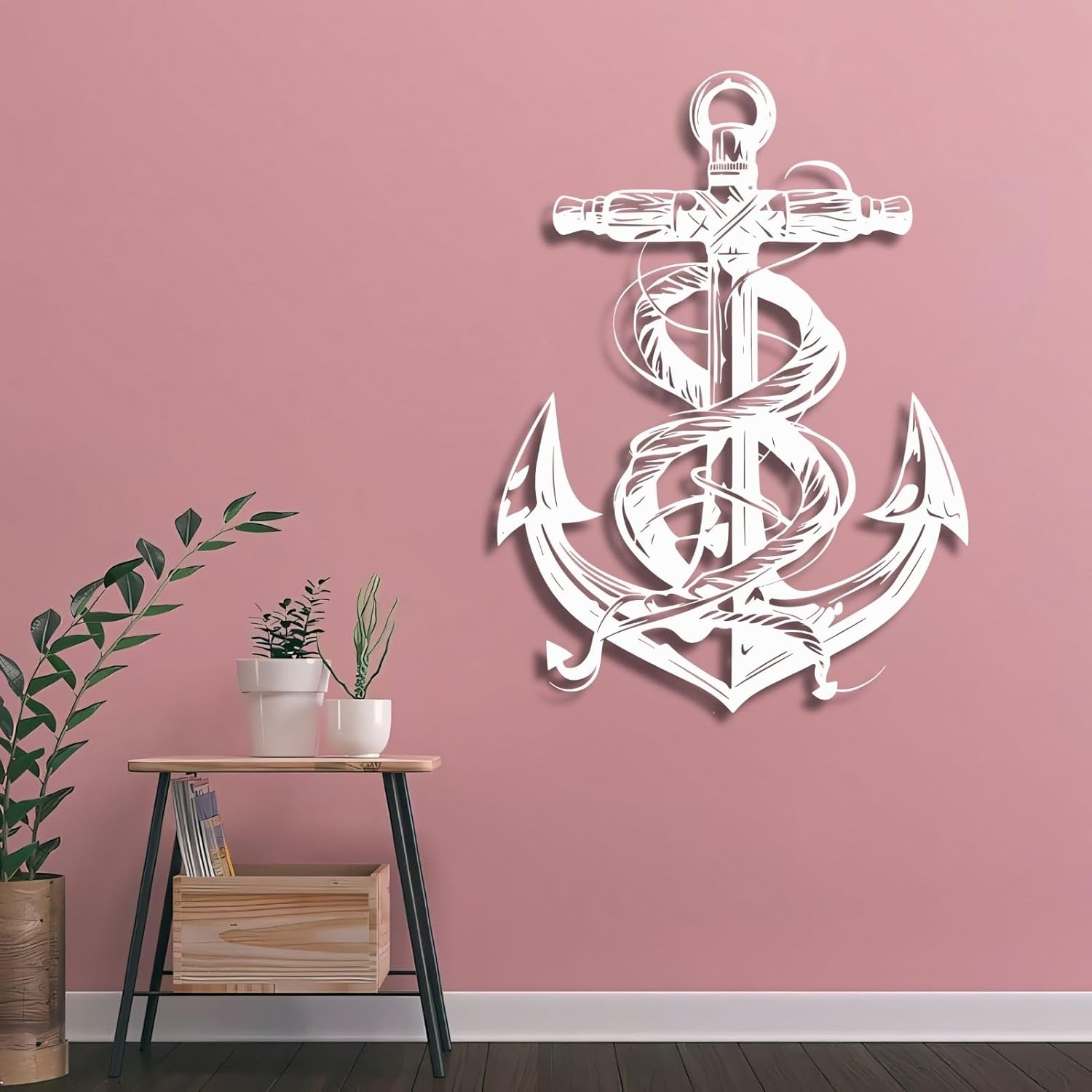 KingGenius Anchor Metal Wall Decor,Antique Anchor Farmhouse Decor，Nautical Home Decor，Nautical Signs，for Bedroom Living Room Dorm (Black, 13"x18.5"/34x47cm, Metal Wall Art)