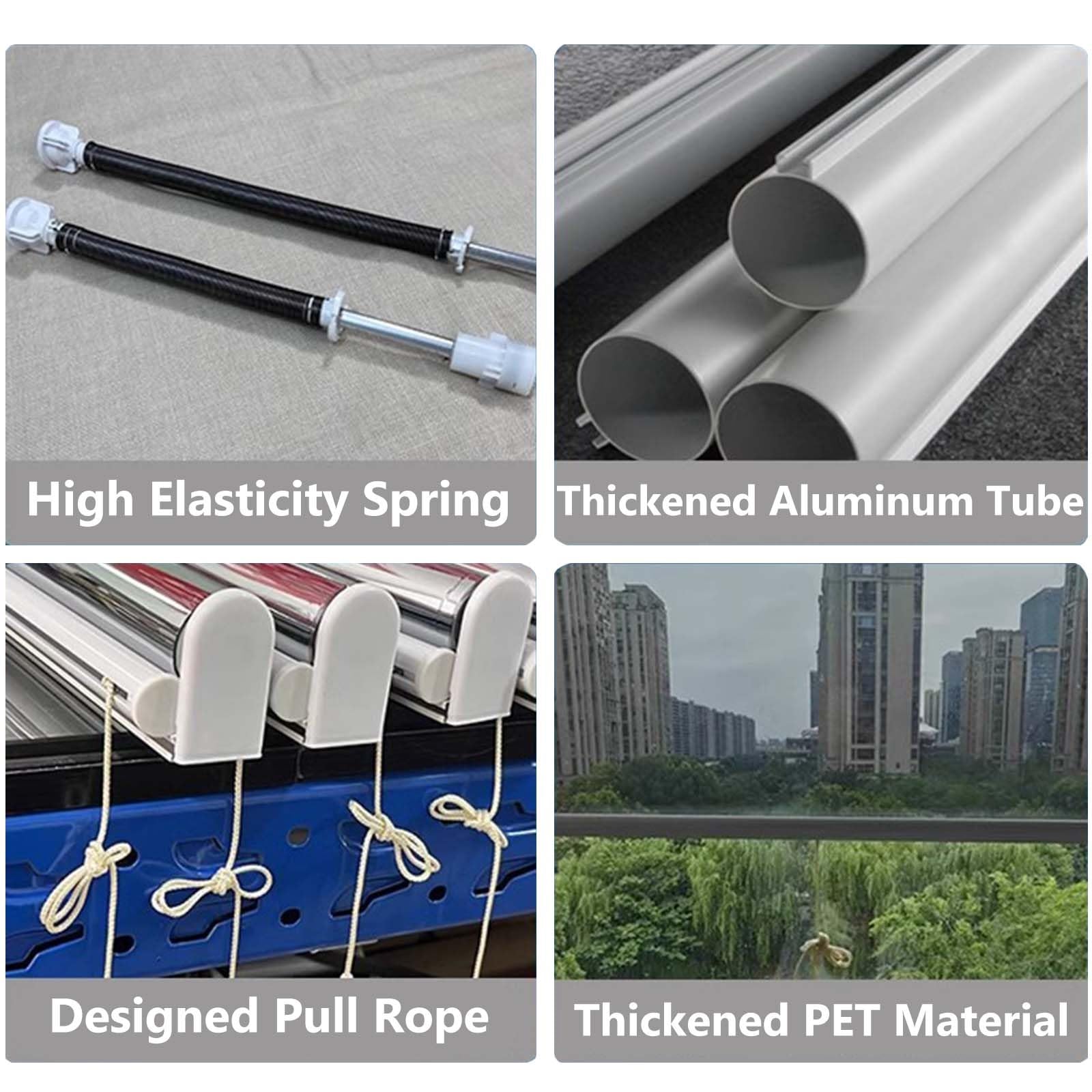 Estor Enrollable Película Gris Kit De Persiana Enrollable - Protección Solar Persiana Impermeable para Ventanas Barco Barcos Cortina Anti-UV Altura 130cm 150cm 200cm(Top install,90x200cm/35.4x79in)