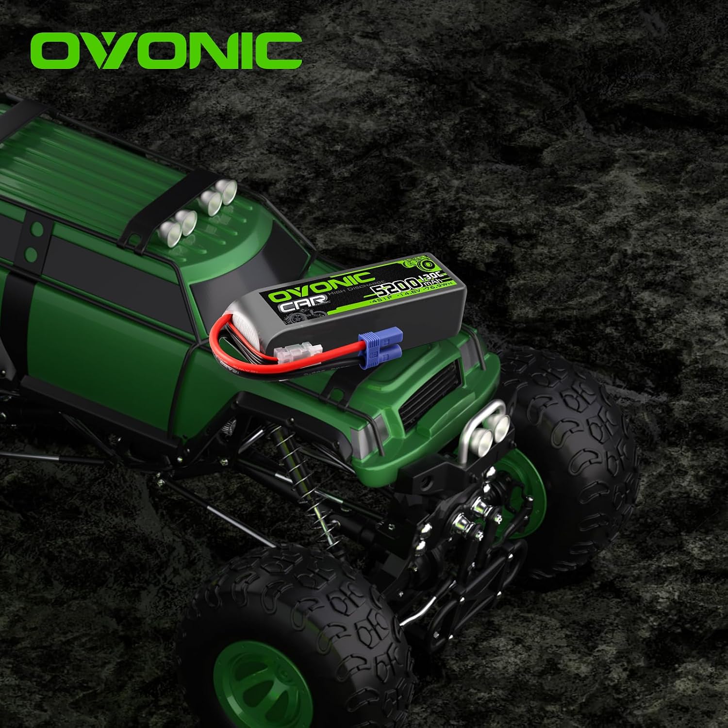OVONIC 4S LiPo Battery 14.8V 5200mAh 130C with EC5 Plug for RC Car RC Truck Airplane Helicopter Boat Car Racing RC Hobby (2 Packs)