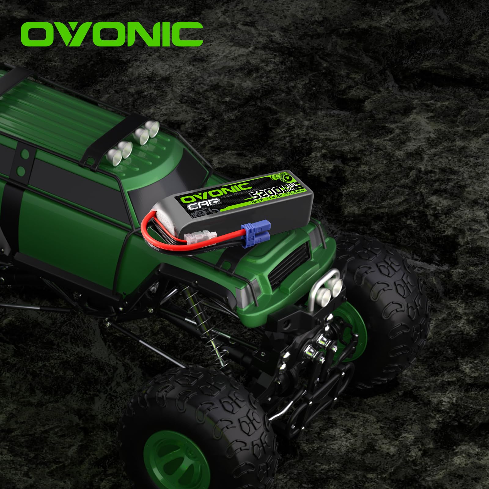 OVONIC Batteria Lipo da 4 s, 14,8 V, 5200 mAh, 130 C, con spina EC5, per auto RC, Truggy, quadricottero, elicottero, camion, barca, aereo (2 pezzi)