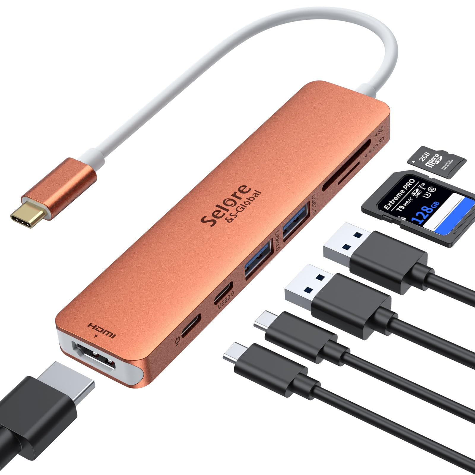 USB C Hub HDMI Adapter for MacBook Pro/Air, 7 in 1 USBC Dongle with HDMI, microSD/SD Card Reader, USB C Data Port,100W PD, and 2 USB 3.0 Compatible for MacBook Pro/Air, Dell XPS, Lenovo Thinkpad.