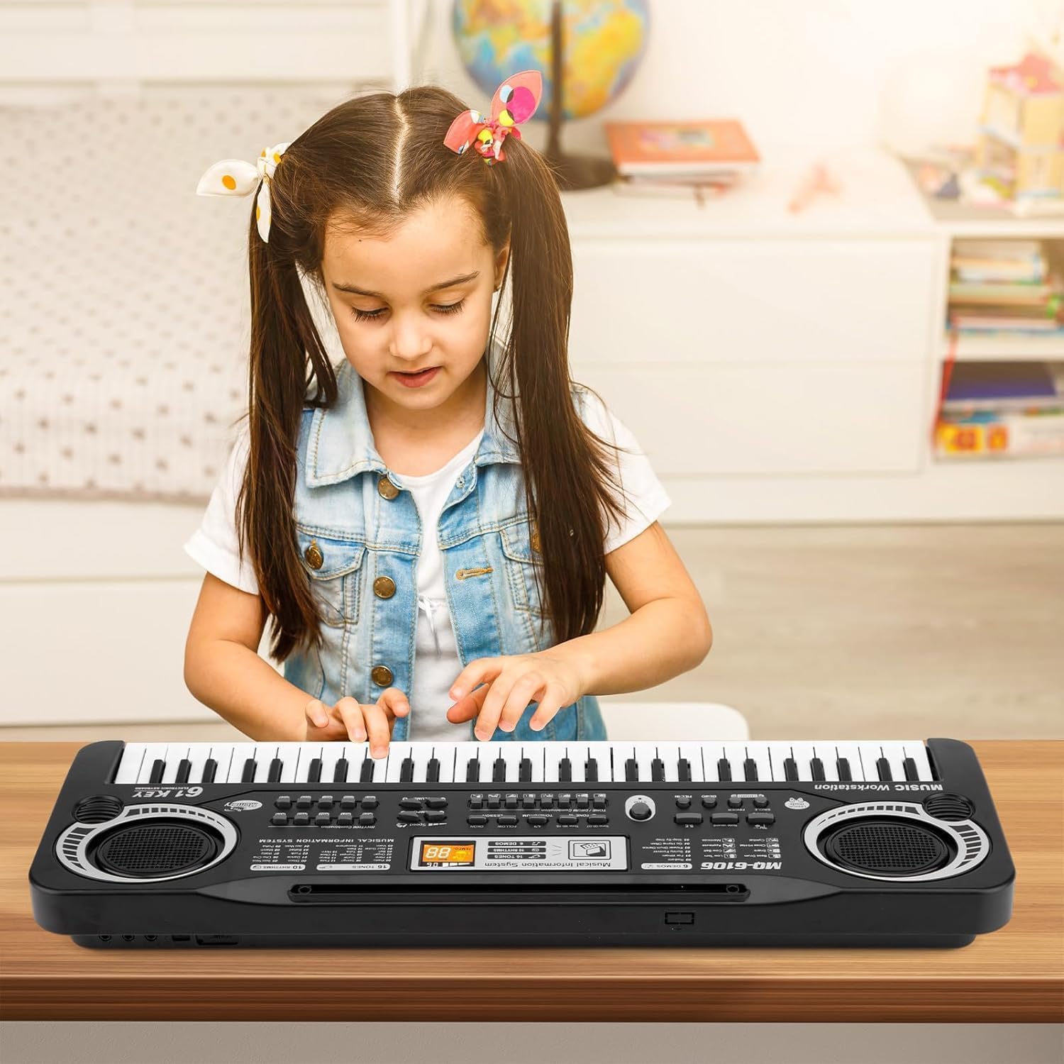 61 Key Piano Keyboard for Kids, Electronic Music Toy for Beginners, 16 Tones, 10 Rhythms, 6 Demos, Built-in Recording, Perfect Christmas or Birthday Gift for Ages 3+