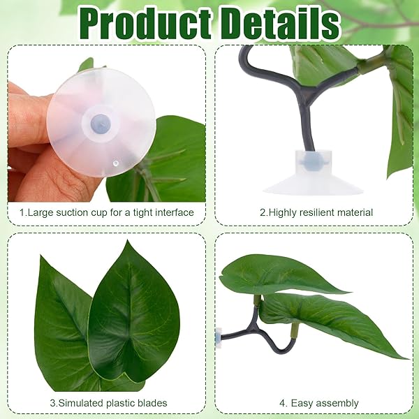 6pcs Double Layer Betta Leaf Hammock, Realistic Plastic Big & Small Leaf Fish Tank Decor with Suction Cups Branches Aquarium Plants for Betta Fish Resting Bed Spawning Ground - 4