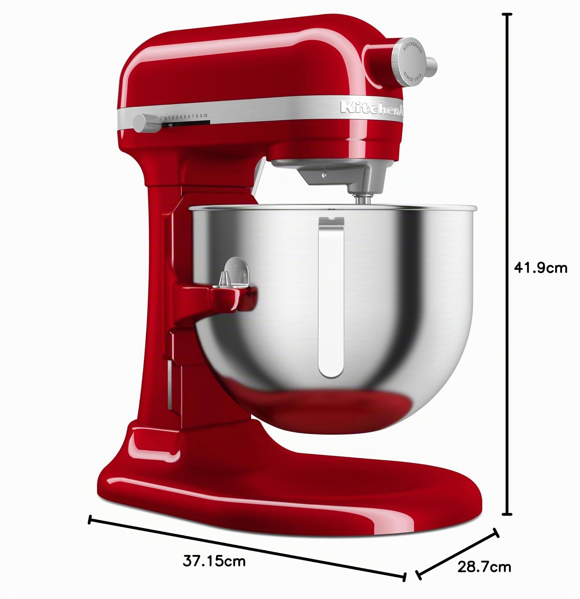 KitchenAid Batidora Amasadora Heavy Duty 6.6L, Engranajes Todo Metal, 11 Velocidades, Arranque Suave, Corte por Sobrecalentamiento, Bol 3 Puntos, Rojo Empire