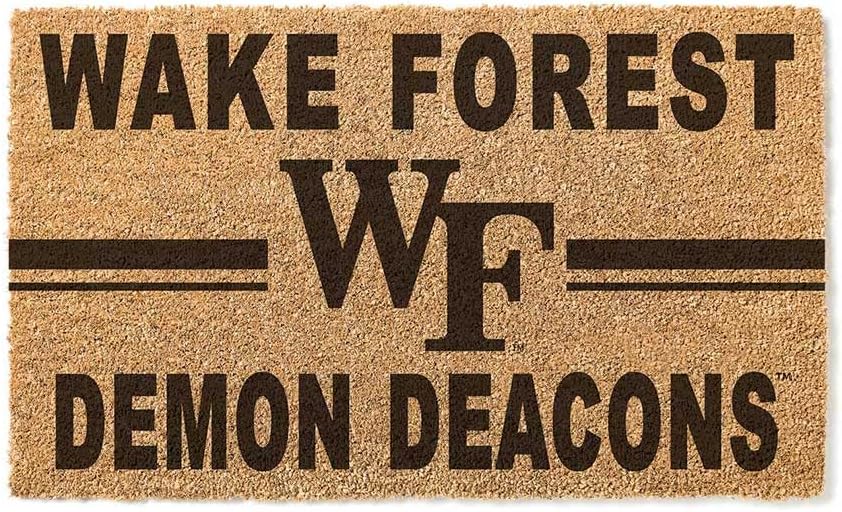 KH Sports Fan Logo Coir, 18x30 Inches, Outdoor Rug Display Your Team Spirit with This Unique Wake Forest Demon Deacons Doormat, One Size, Multi