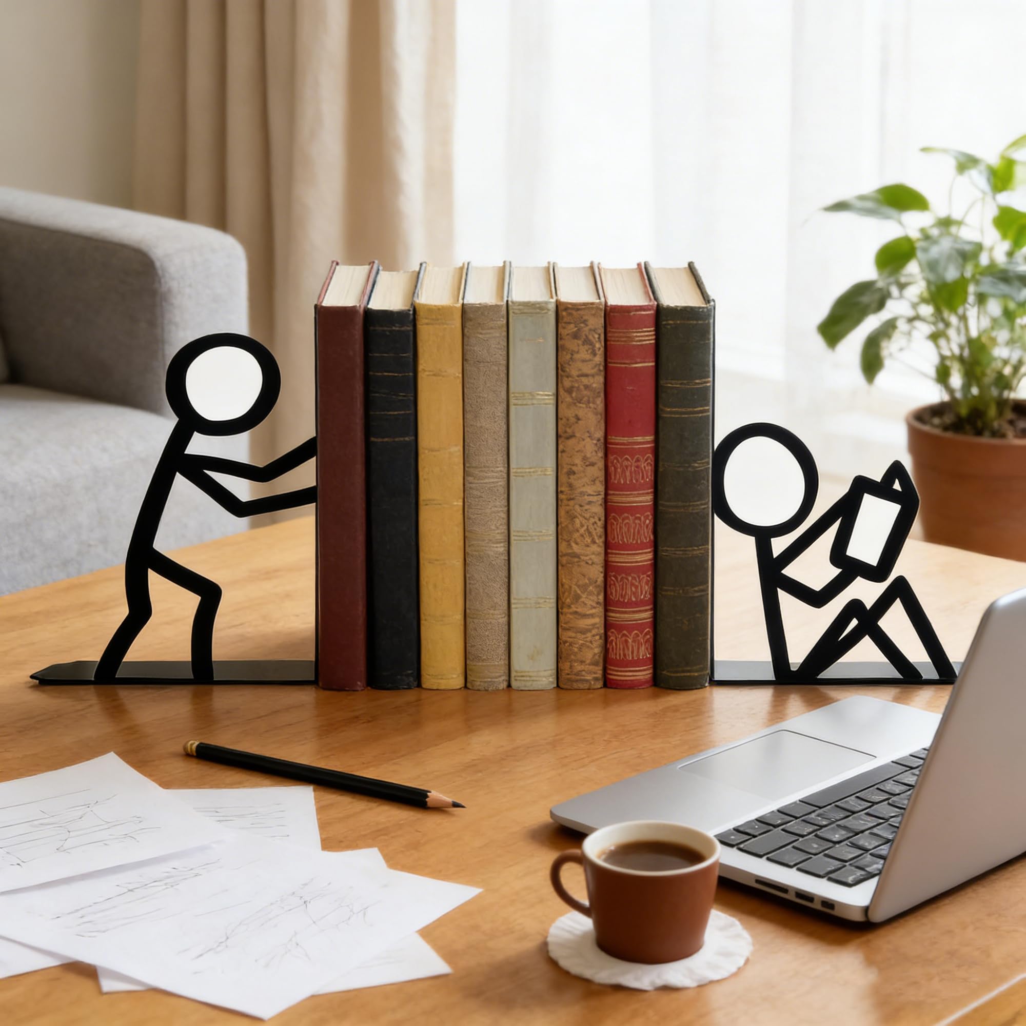 Odetina Decorative Book Holder - Non-Slip Space Saving Book Organiser for Home - TV Stands, Bedroom, Living Room, Office, Bookcases & Tables - Image 4