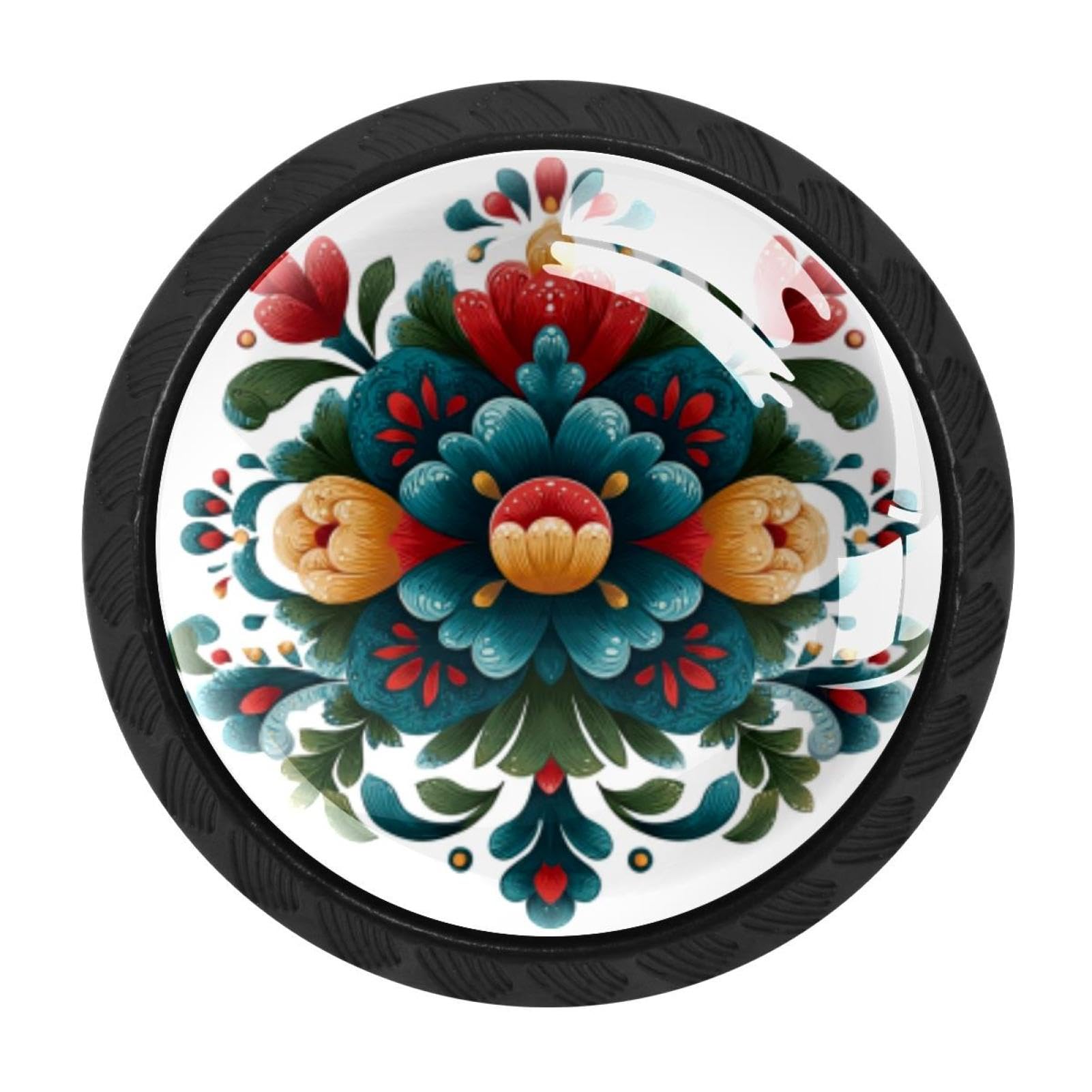 CHENZZZZ 4 Pack Cabinet Handles Black Norwegian Rosemaling Folk Style Flower - 2025-11-19T153613.756 Cabinet Knobs Draw