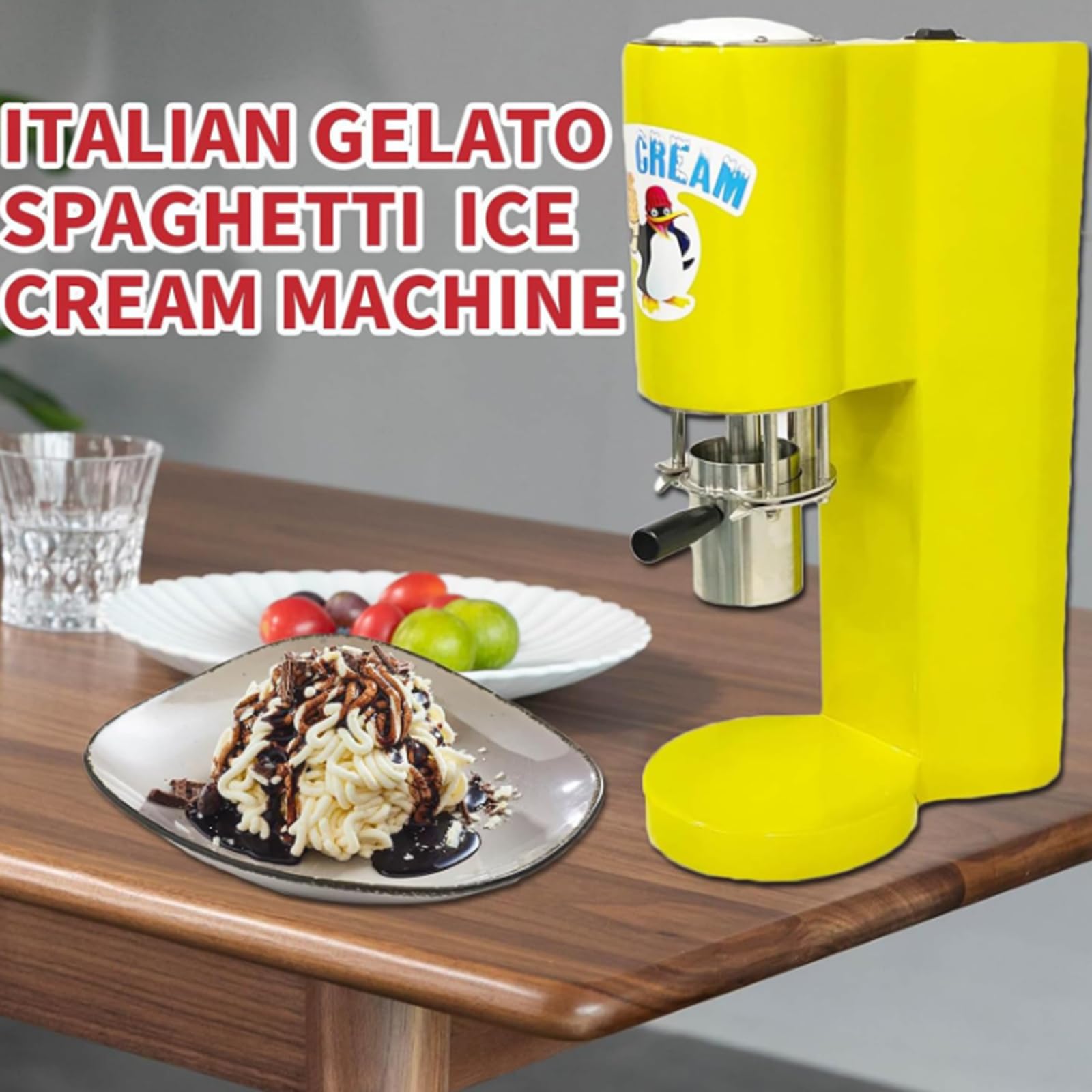 Machine à crème glacée à spaghetti, machine à fabriquer des formes de nouilles pour les magasins de crème glacée, les restaurants et les snack-bars