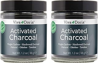 Viva Doria Activated Charcoal Powder, Hardwood Derived, Food Grade, 1.2 Oz Glass Jar (2 Pack)
