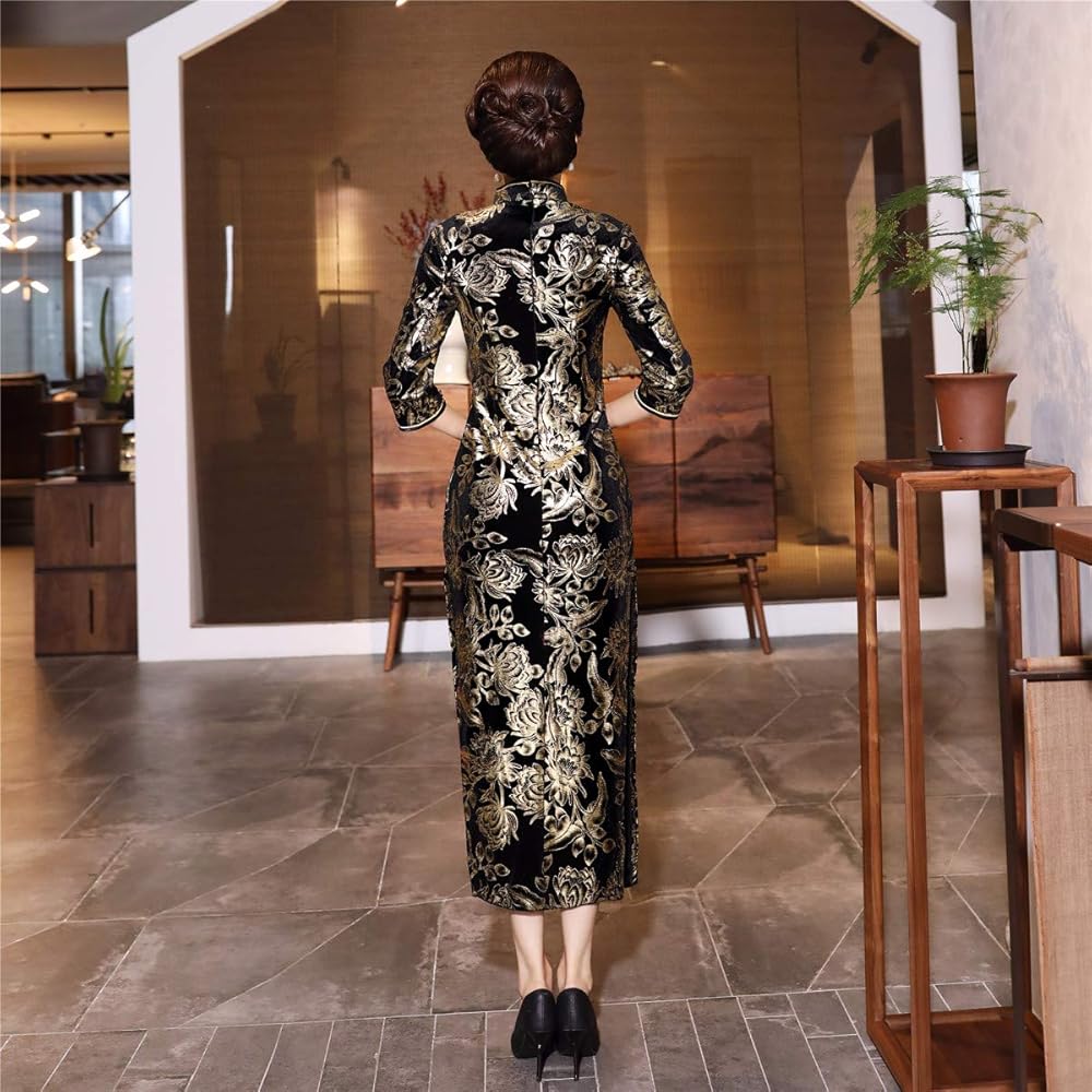 【新品 最終値下げ】秋 白地 刺繍 チャイナドレス ワンピース 裏地 古法仕立て チャイナ風ワンピース レディース チャイナドレス ロング