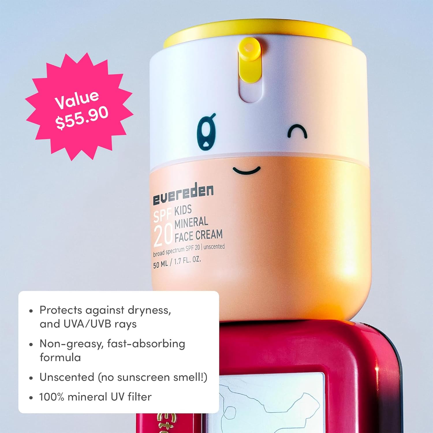 Evereden Kids Healthy Morning Duo: Clean & Vegan Skin Care Bundle | Kids Skin Care Cloud Face Wash + SPF 20 Mineral Face Cream | Non-Toxic | Non-Comedogenic | Fun | Easy-to-Use Skincare for Toddlers