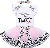 Vista 55 de IBTOM CASTLE Conjunto de ropa para niñas de 1er cumpleaños con diseño de pasteles, falda tutú, diadema y accesorios para fotos Rosa - dos largos