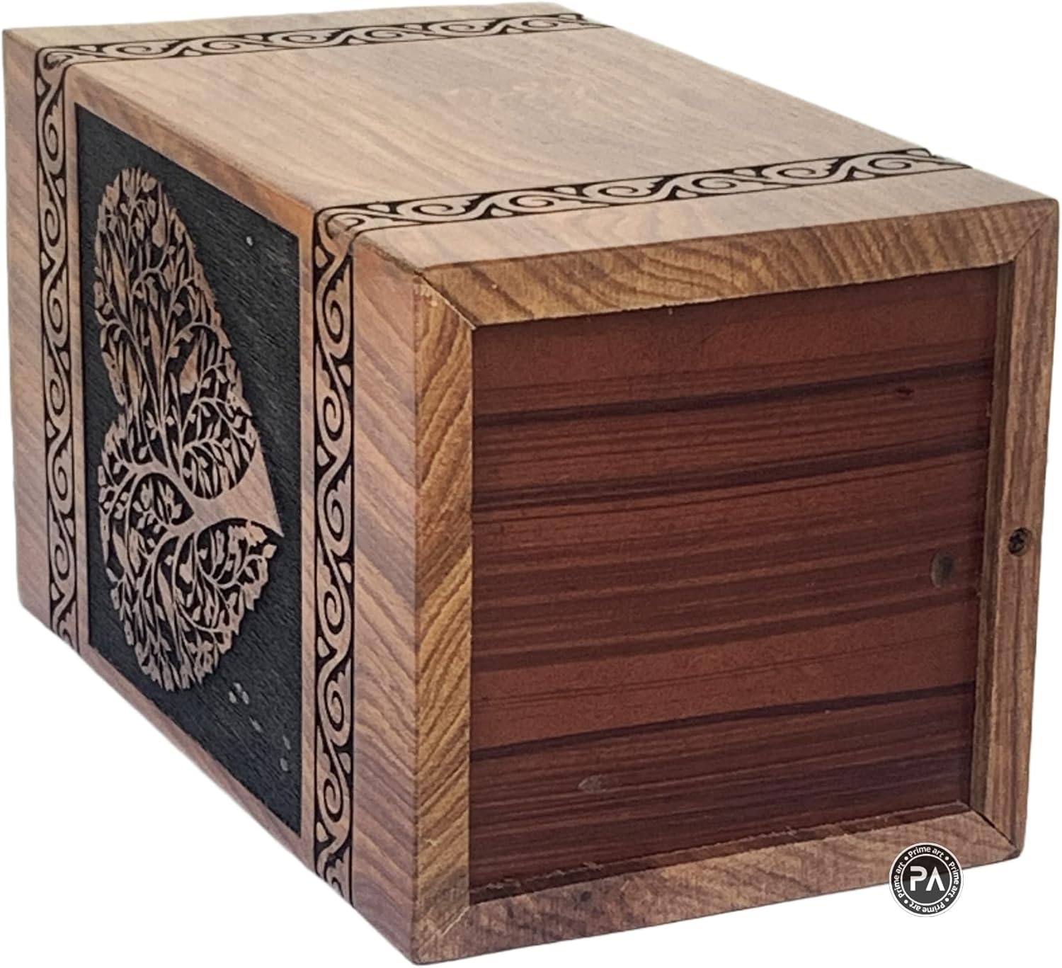 Urns for Human Ashes Adult Wooden Urns Box Heart Tree of Life Cremation Urns Memorial Funeral Urns ((Large - 11.25"Hx6.25"W (250 Cu/in), Rosewood Black)