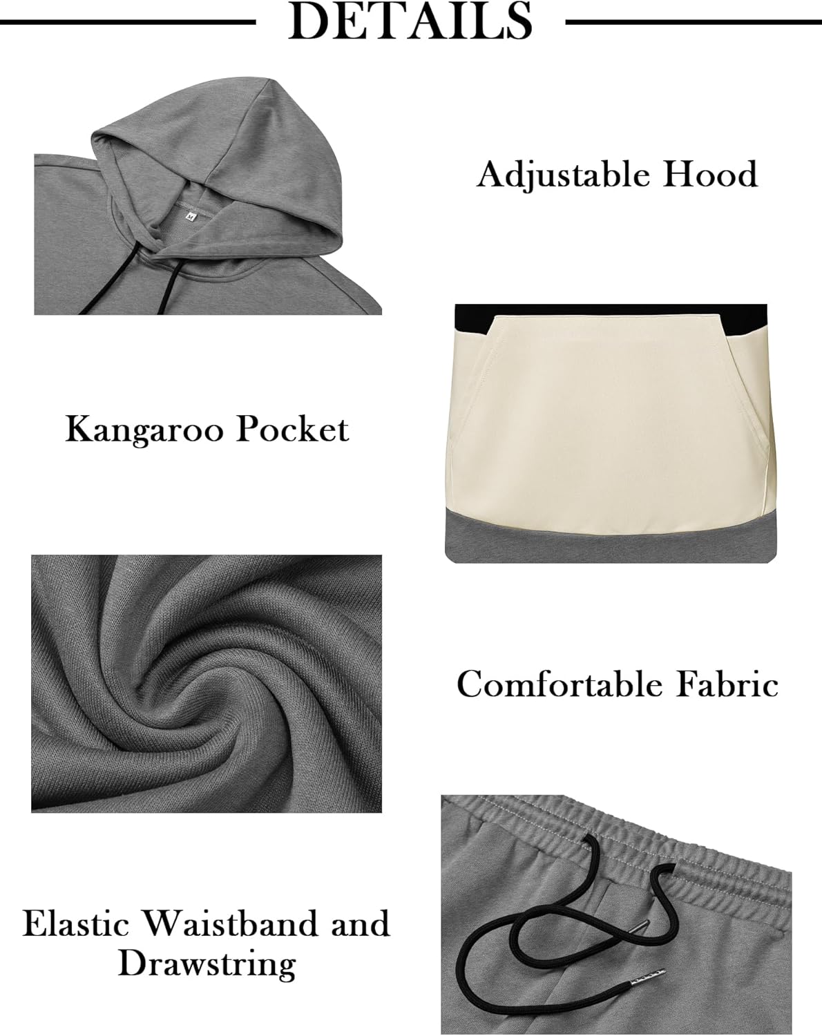 LecGee Men's 2 Piece Outfits Color Block Hoodie Sweatshirt Jogger Pants Set Casual Athletic Sweatsuit for Men - Image 6