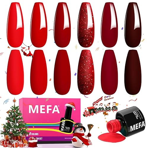 MEFA Juego de esmaltes de uñas de gel, 6 colores, tonos rosa claro, rosa claro, neutro, beige, tostado, tonos de piel, para todas las estaciones,