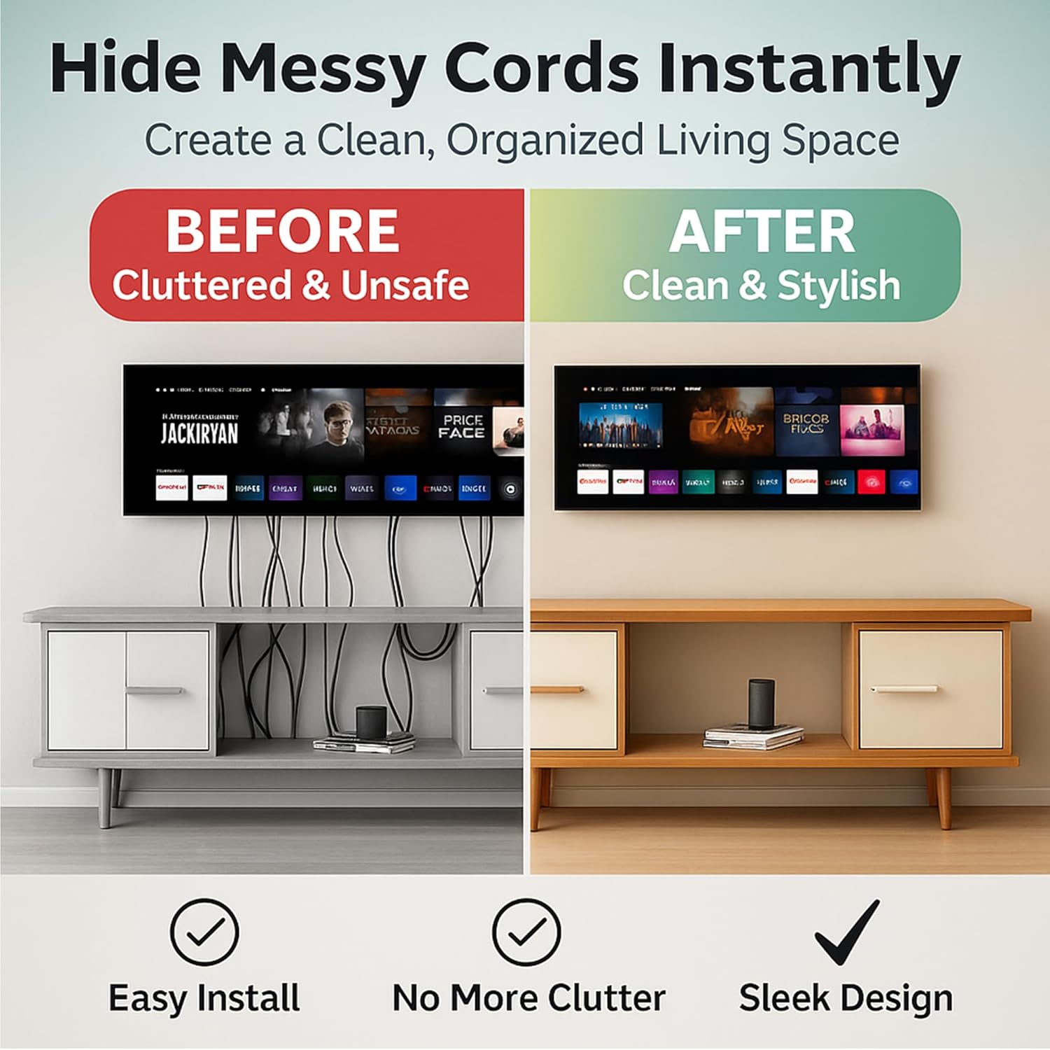 in-Wall Cable Management kit, Cord Hiding for Wall, Hide TV Wires When Mounting A TV, Includes Power & Low Voltage Cable Management, Includes Hole Saw Drill Attachment for Easy Install
